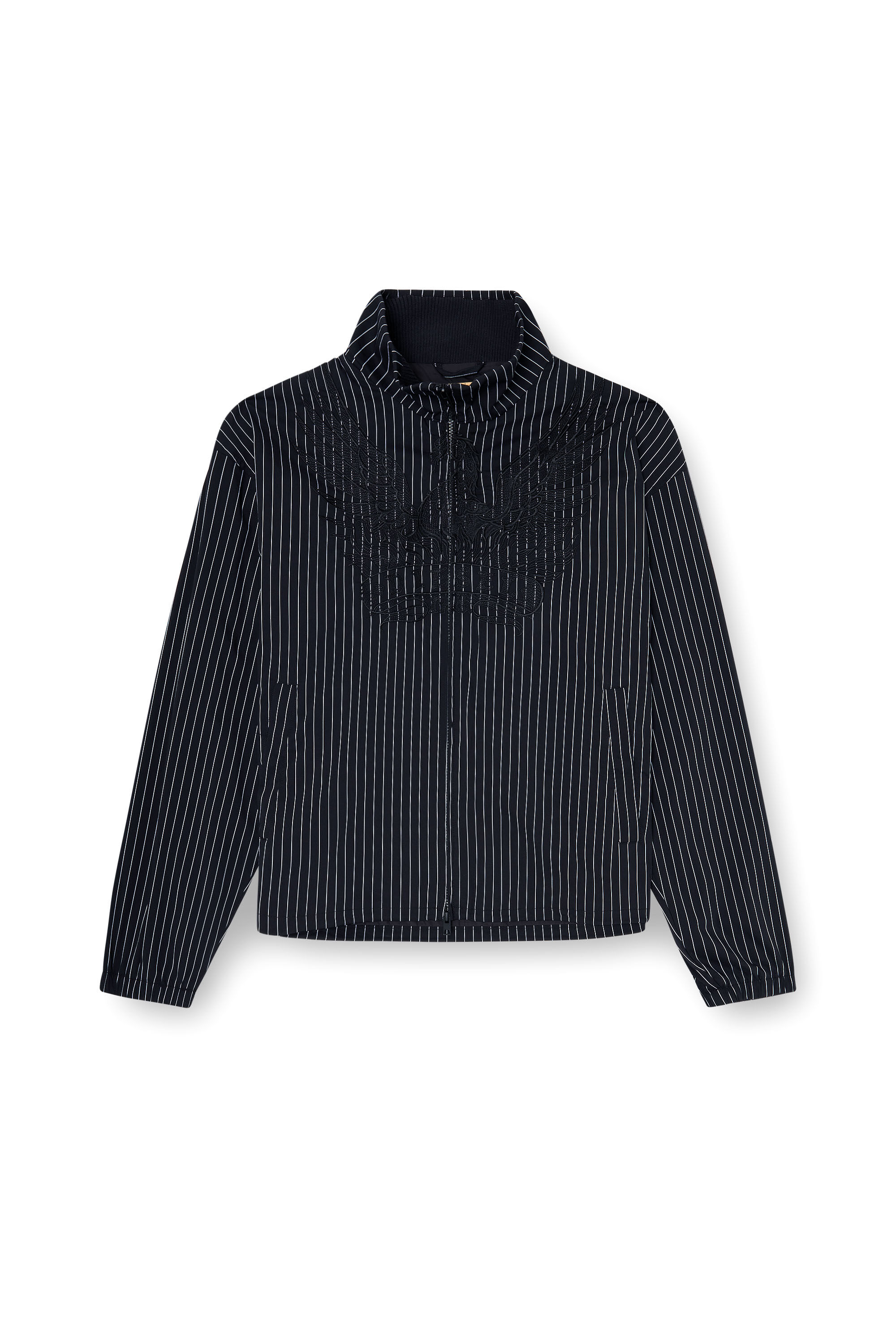 Diesel - J-CORSAR-NJCA, Man's Nylon pinstripe Jacket with Phoenix embroidery in Black - 2