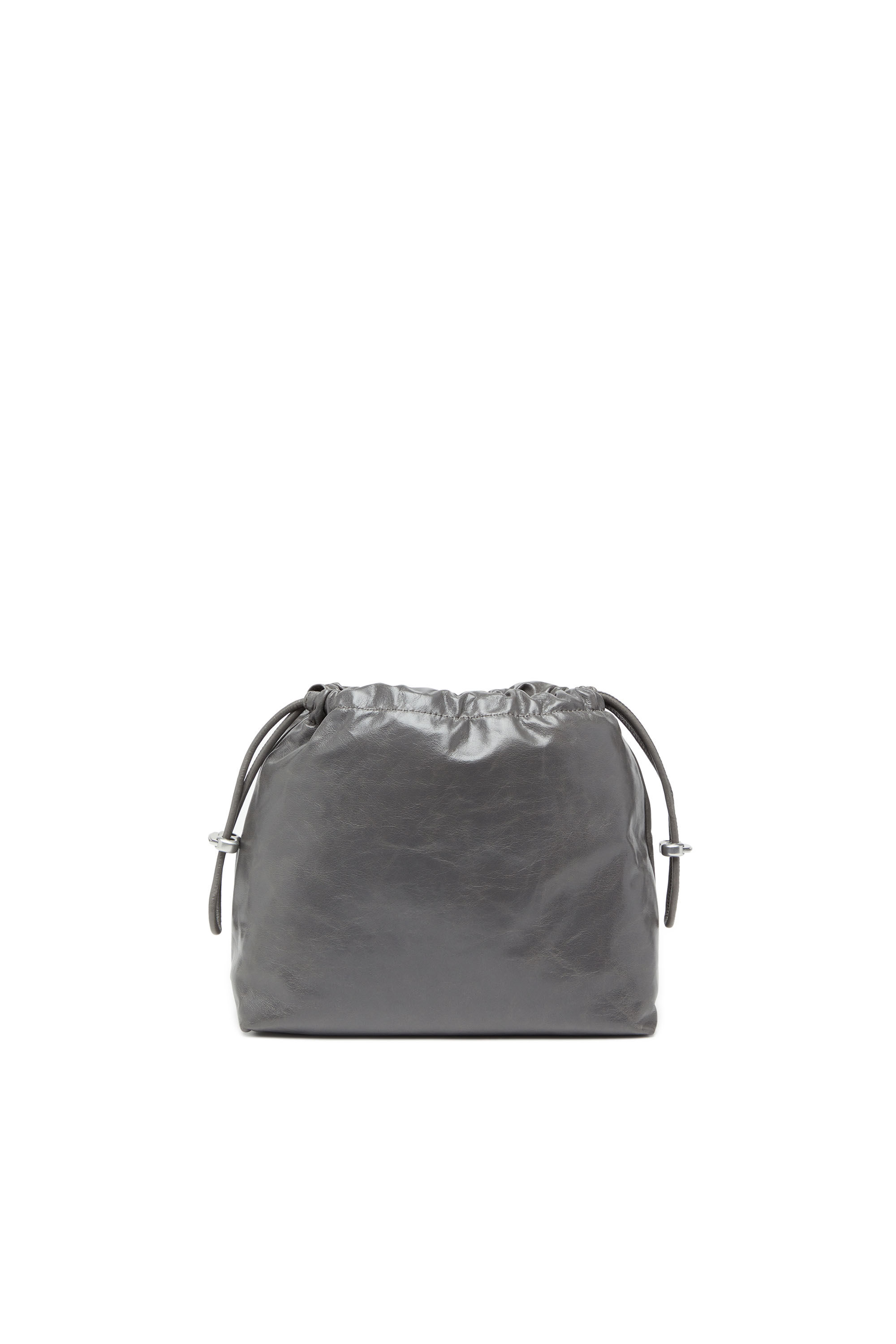 Women's Scrunch-D-Bucket bag in shiny wrinkled leather | Grey | Diesel