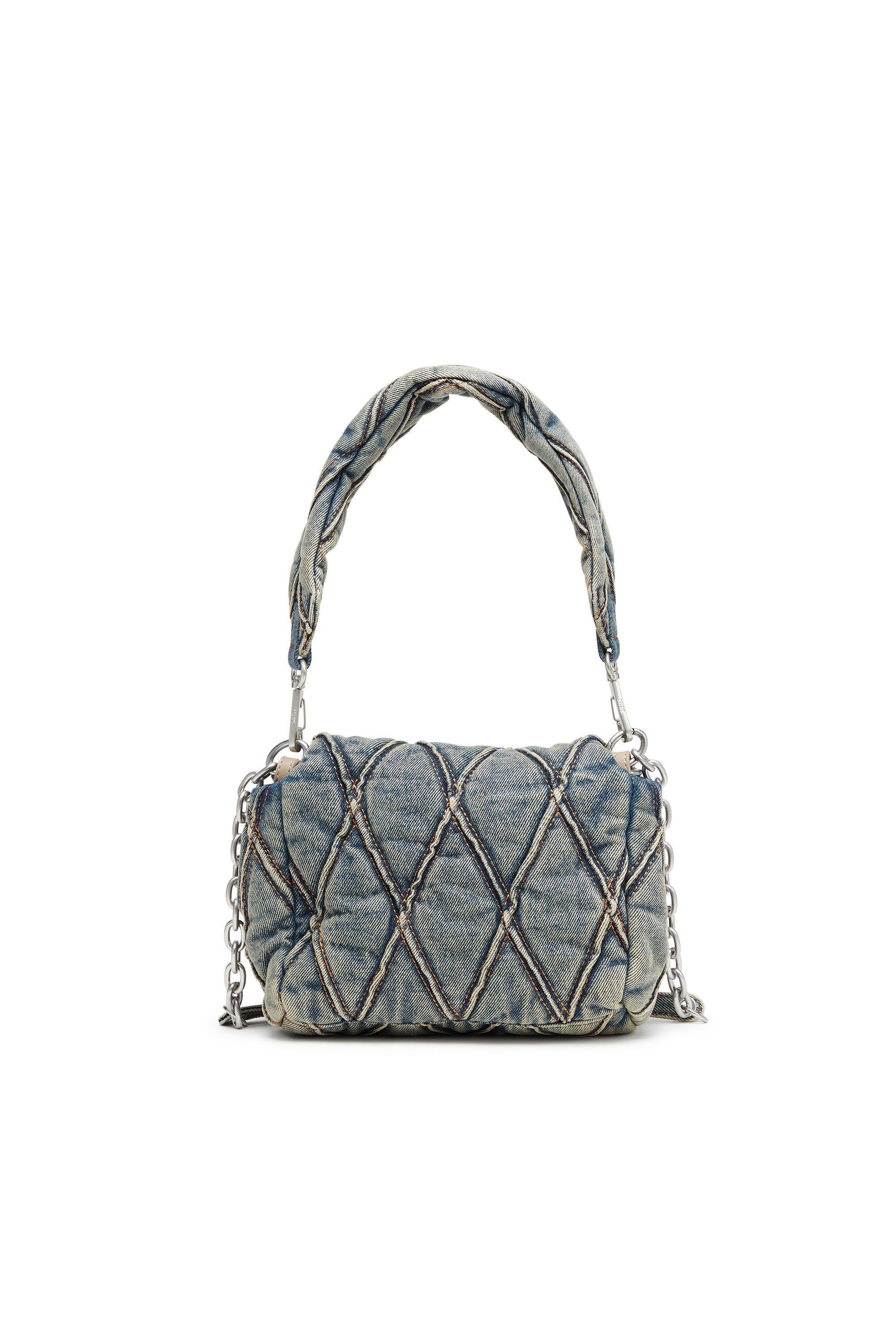 Diesel - CHARM-D SHOULDER S, Woman Charm-D S-Small handbag in quilted denim in Blue - Image 3