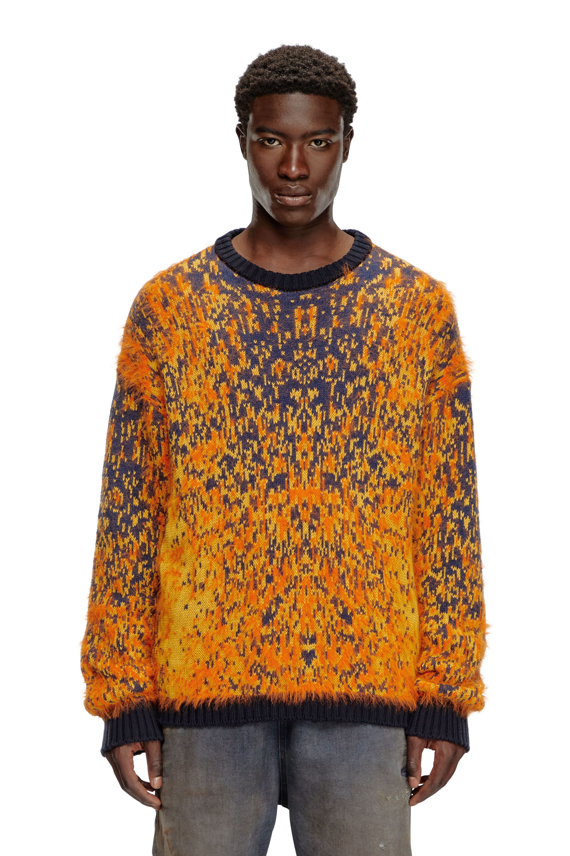 Diesel - K-RAIN, Man's Jumper with acid rain effect in Orange - 3