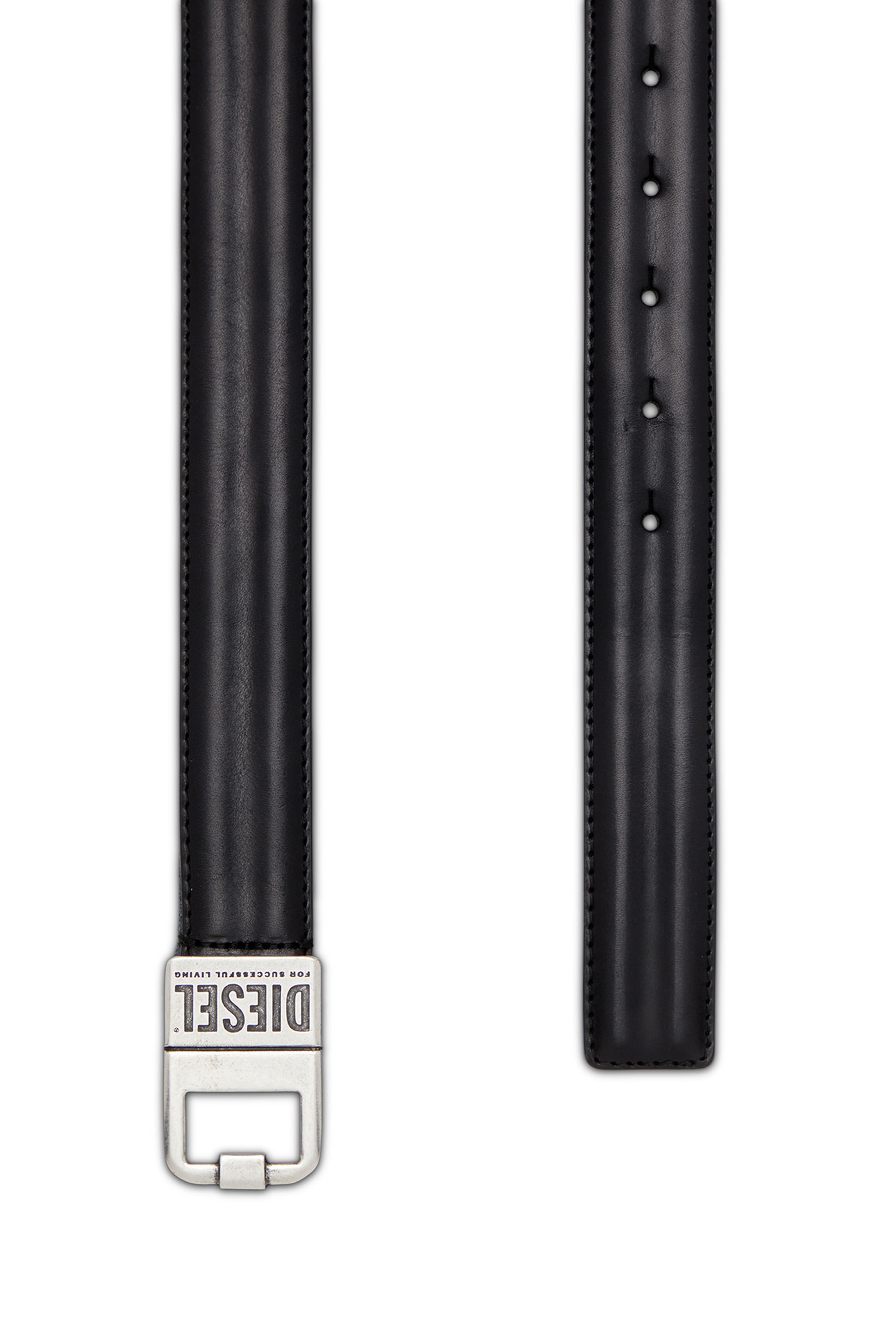 Diesel - B-SQUARE, Man's Leather belt in Black - 2