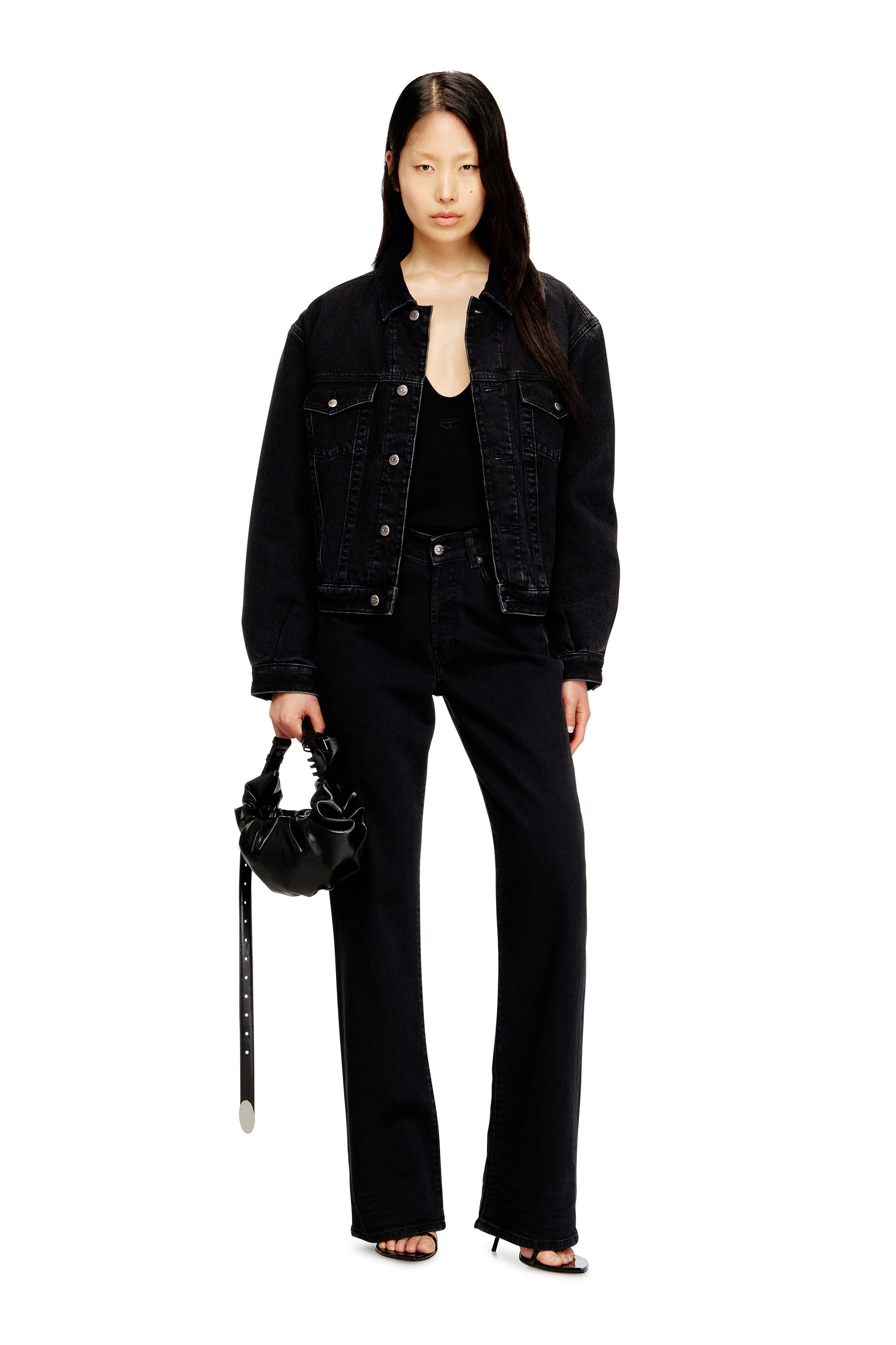 Diesel - D-RANGER-T, Unisex's Padded trucker jacket in denim in Black - 7