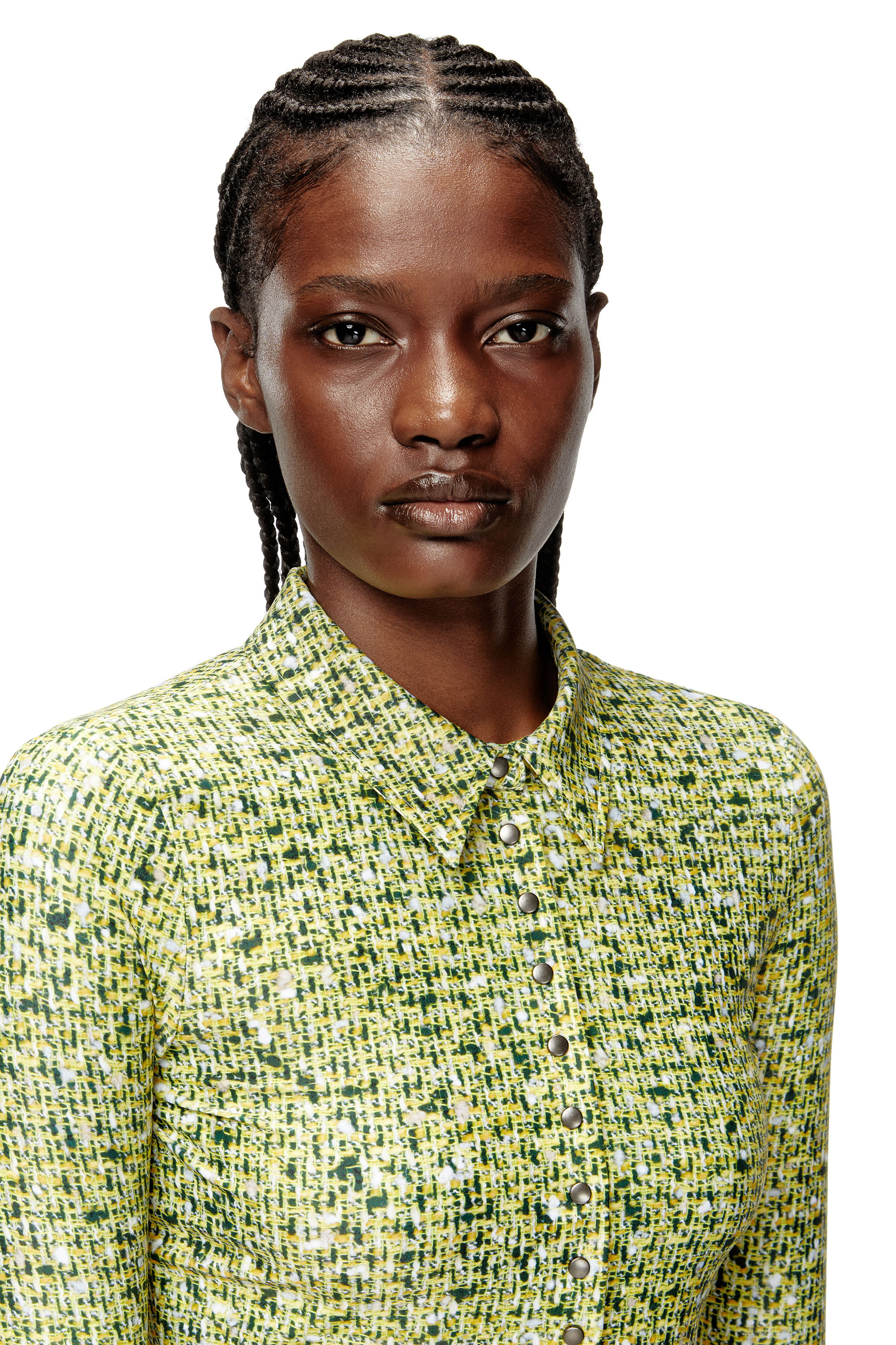 C-ELAZ-BC, Yellow Diesel - C-ELAZ-BC, Woman's Stretch fabric shirt with bouclé print in Yellow - 5