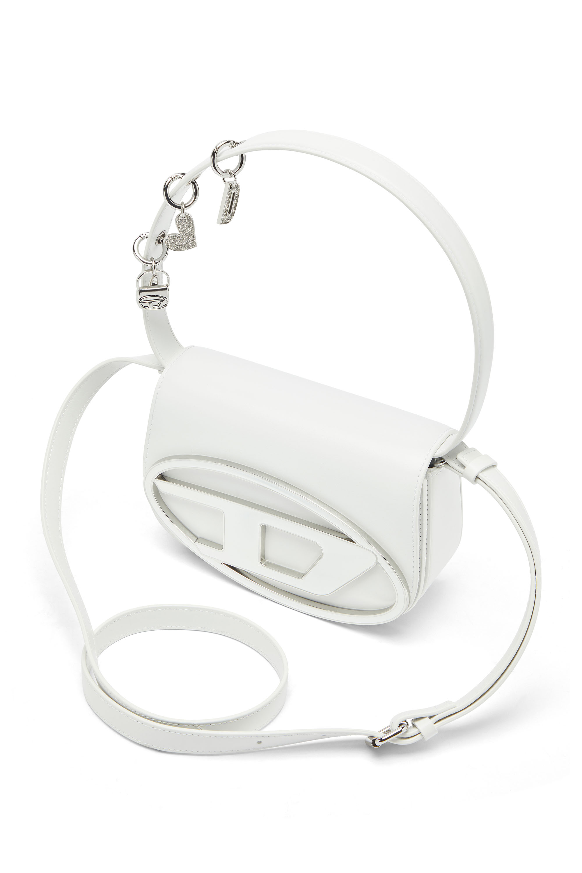Diesel - 1DR, Woman's 1DR -Iconic shoulder bag in leather with handle charms in White - 5