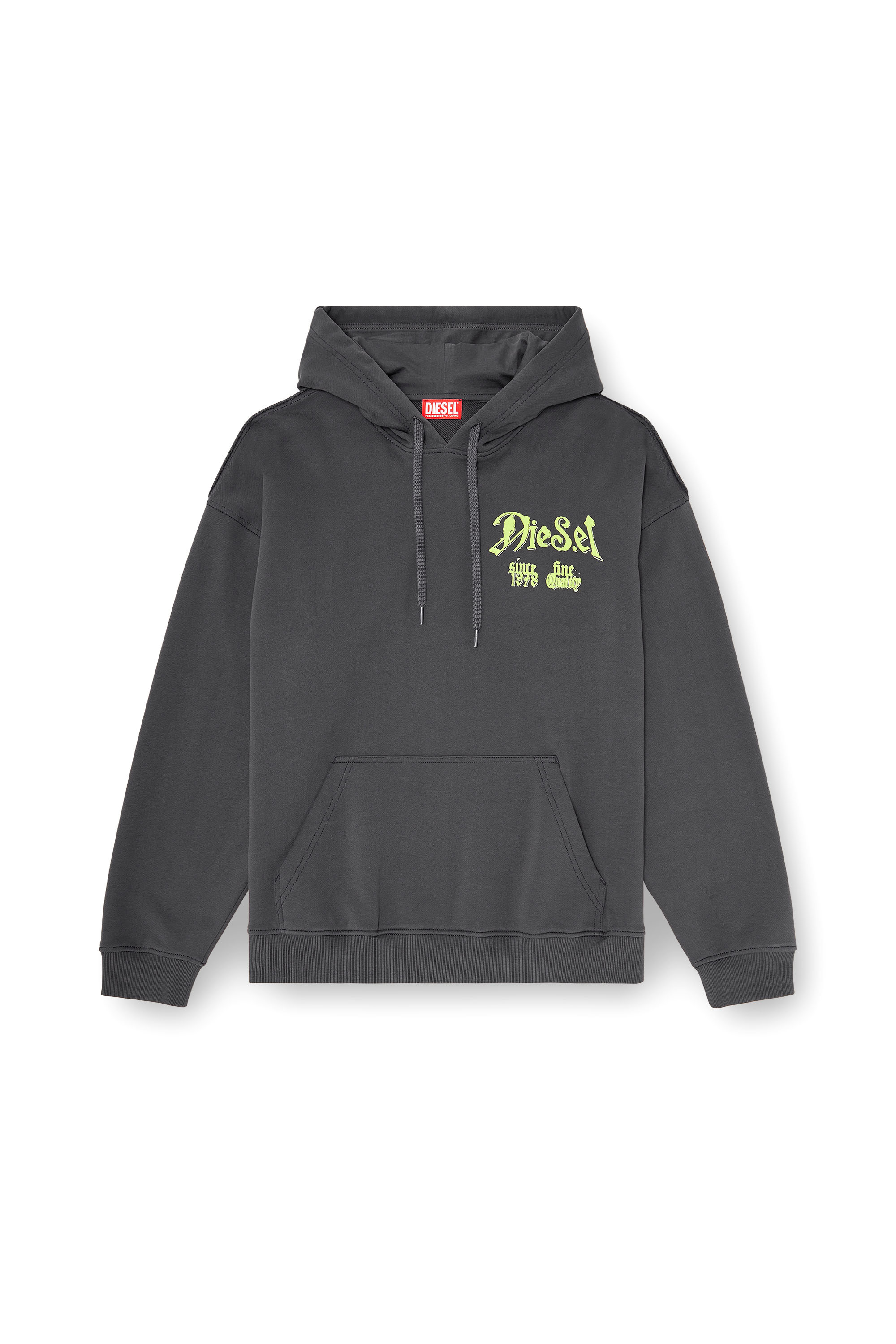 Diesel - S-BOXT-HOOD-AA2, Man's Cotton hoodie with flocked graphics in Dark grey - 2