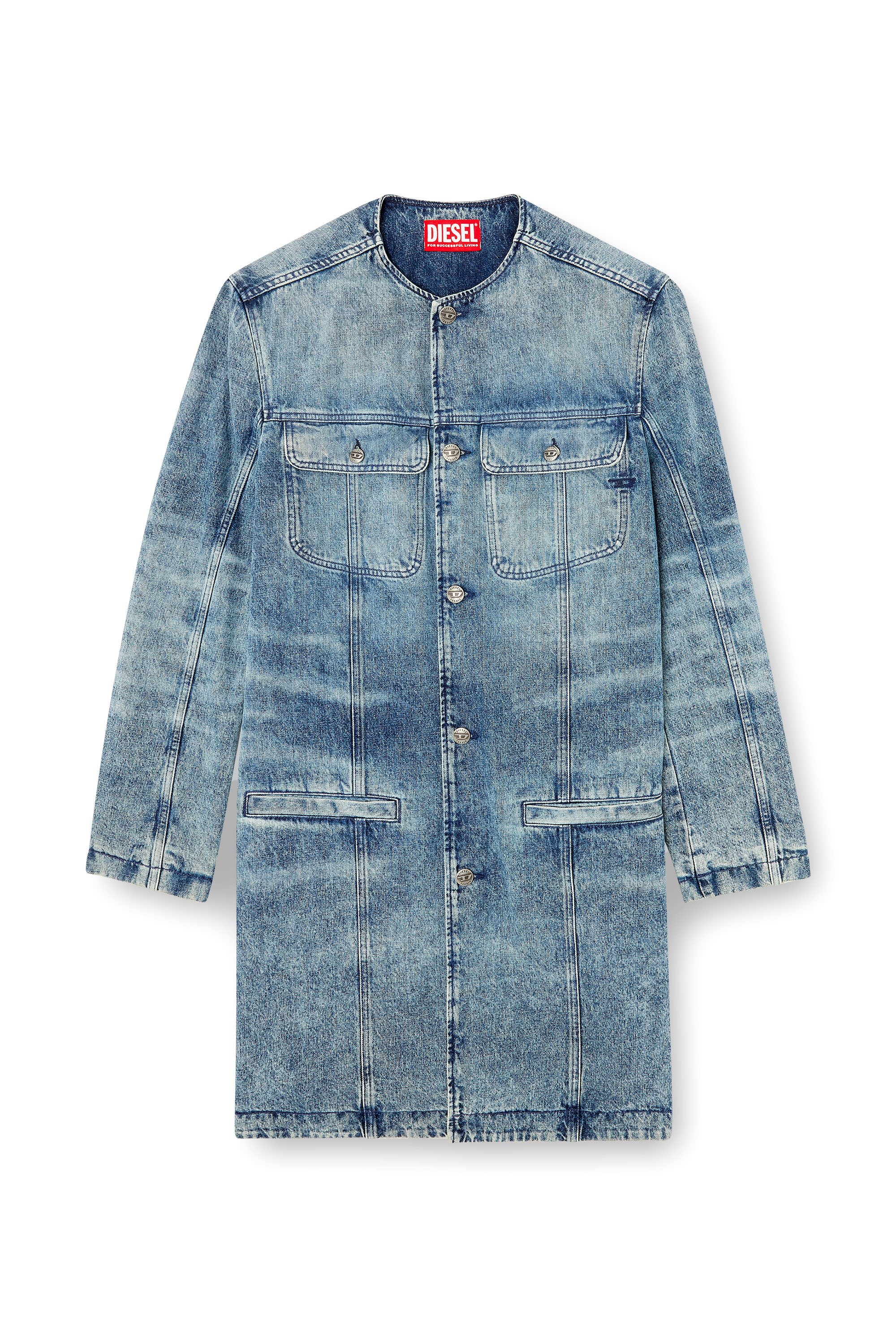 Diesel - D-ABERD-FSH1, Man's Coat in lasered cotton-hemp denim in Light Blue - 2