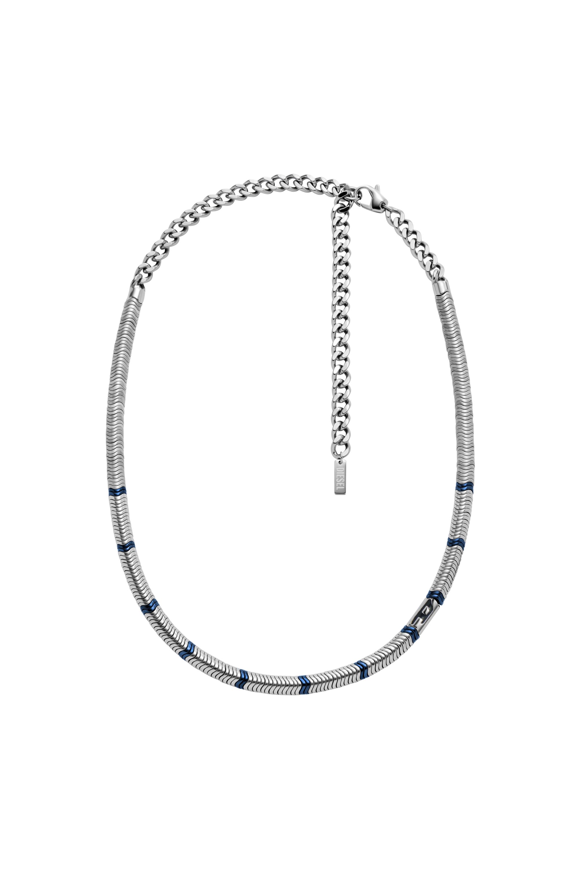 Diesel - DX1576931 JEWEL, Unisex's Hematite Beaded Necklace in Silver/Blue - 1