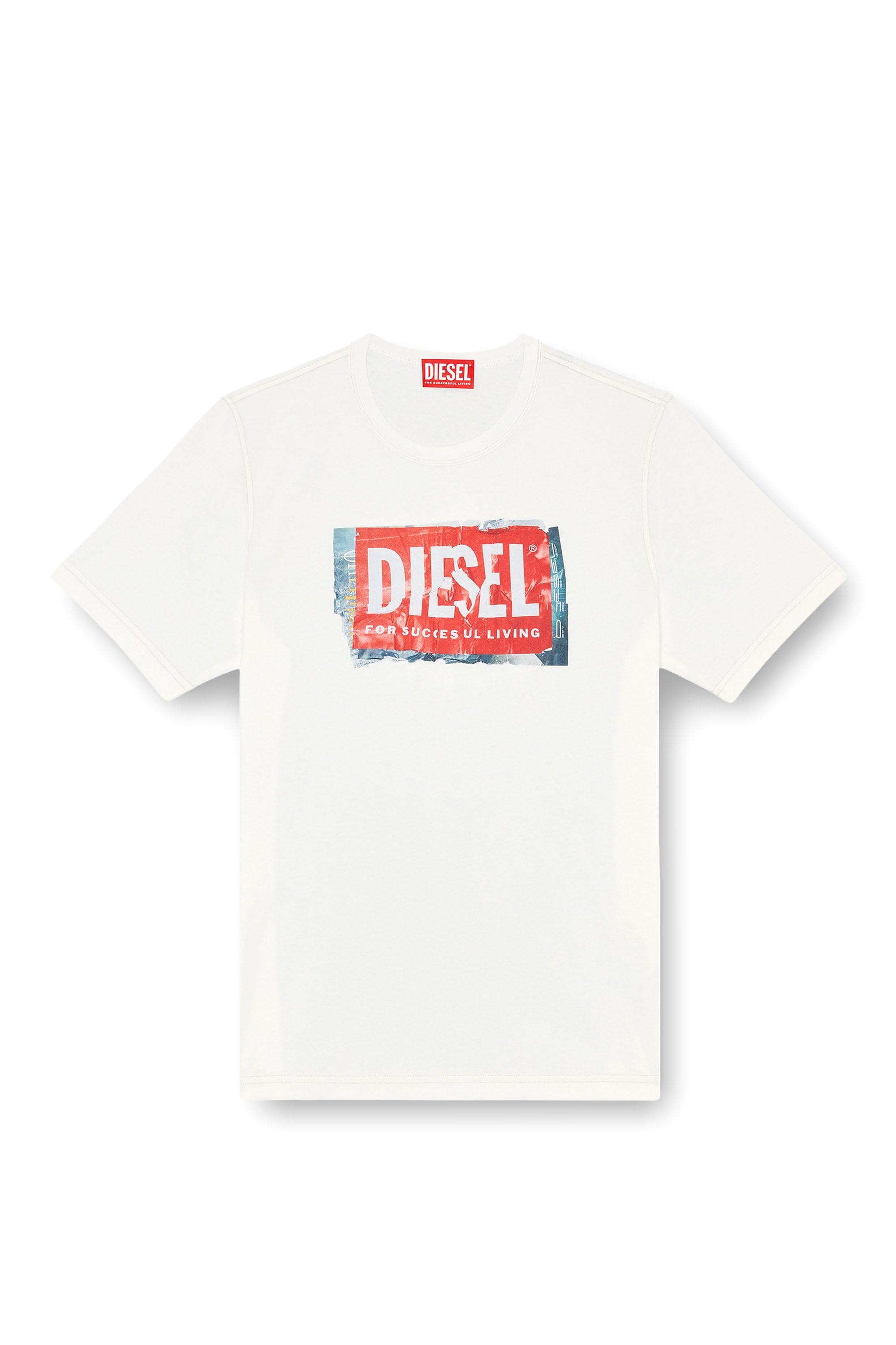Diesel - T-ADJUST-Q6, Man's T-shirt with crumpled-effect logo in White - 3