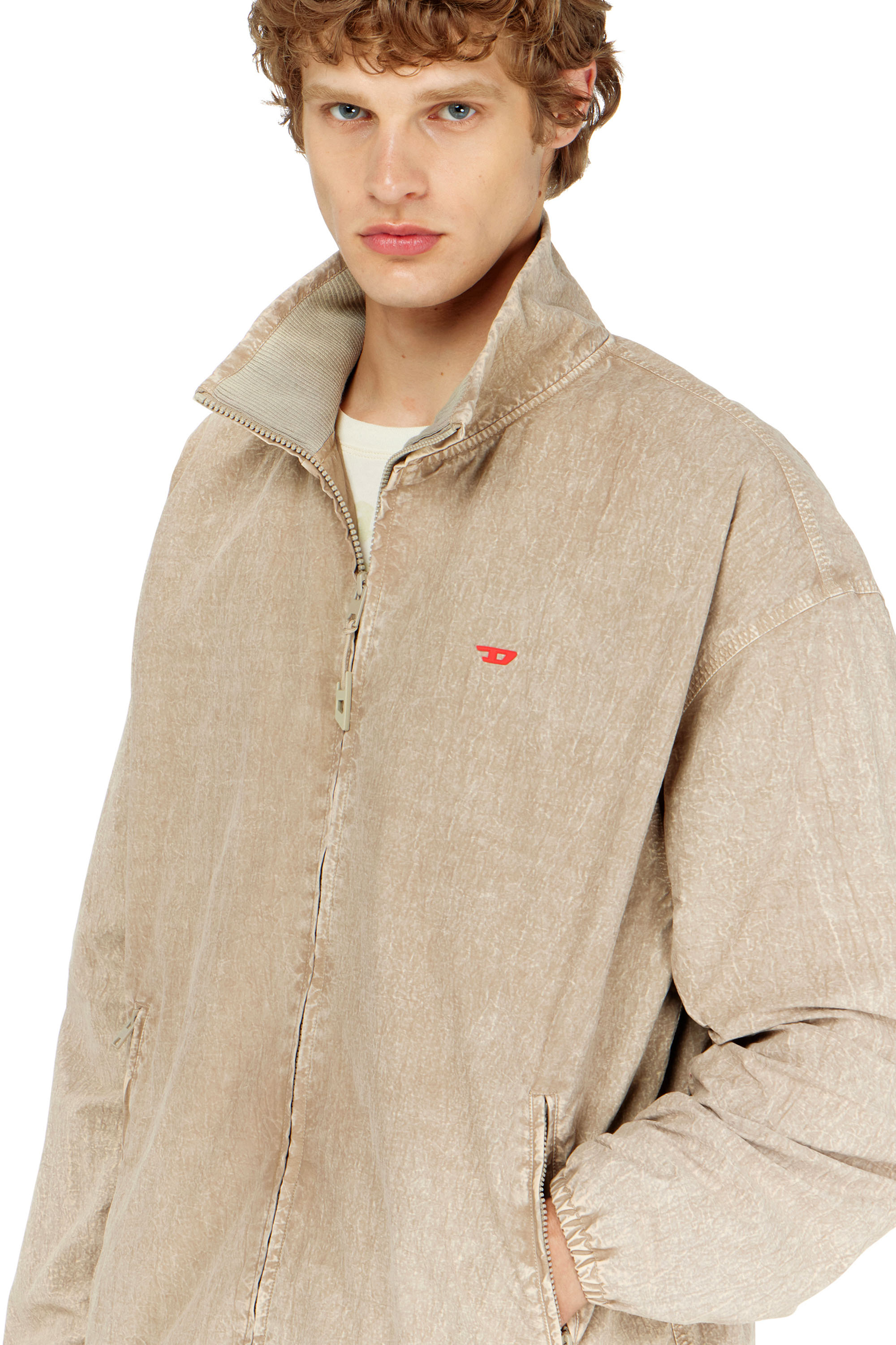 Diesel - J-CORSE-PLBH, Man's Treated taslan jacket with treated finish in Beige - 5