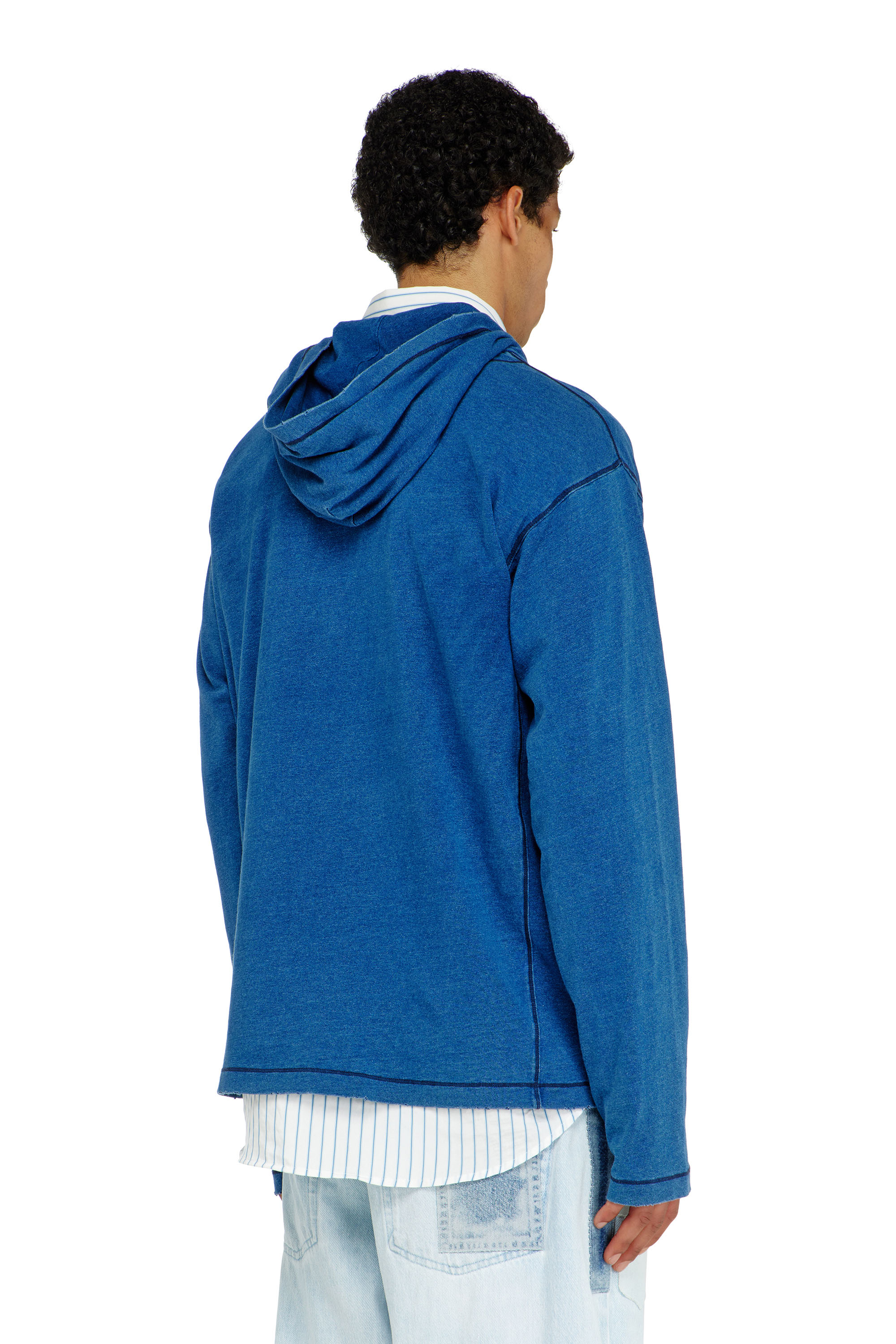 Diesel - T-NOX-LS-HOOD, Man's Hooded long-sleeve T-shirt with shadow-effect patches in null - 3