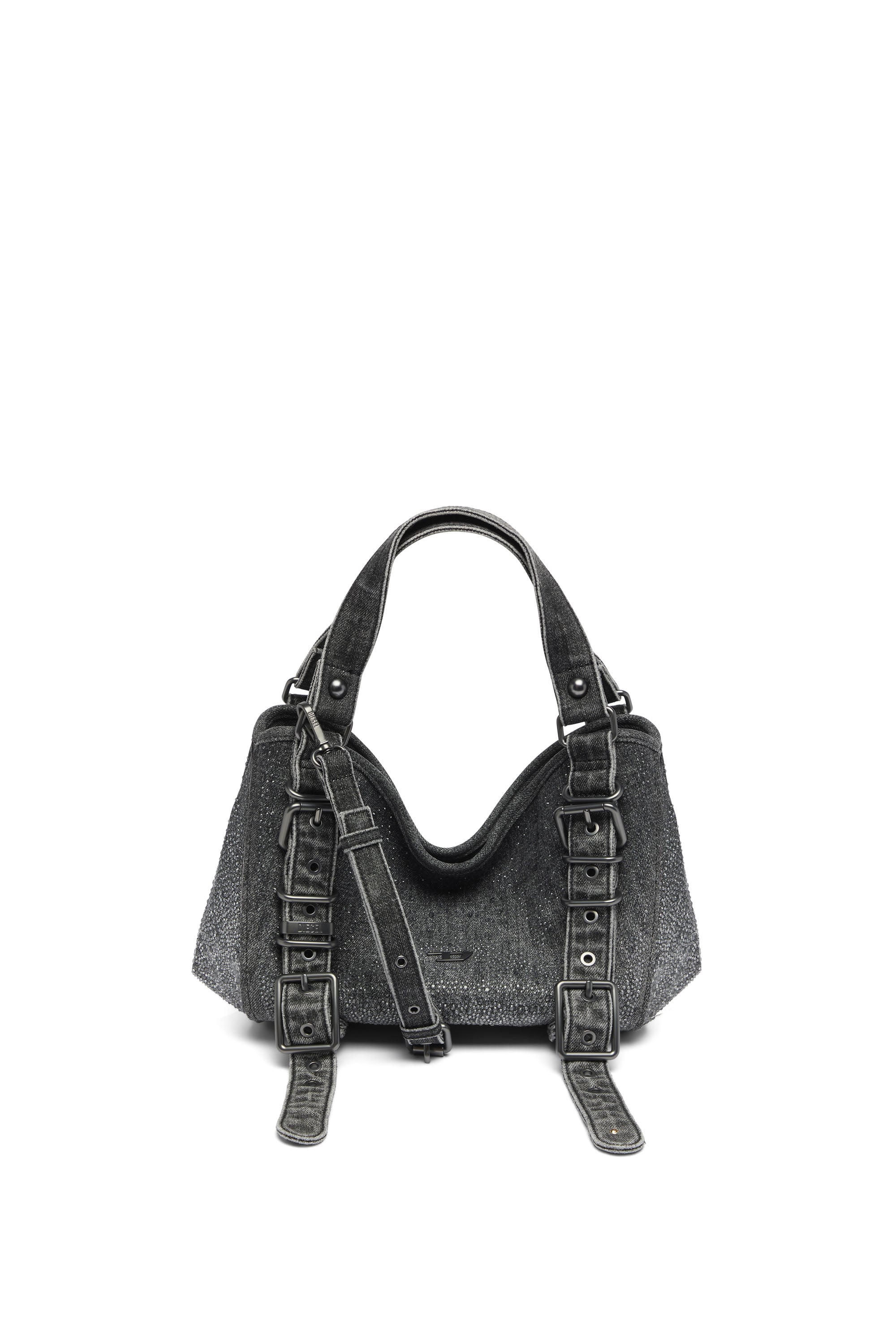Diesel - D-ONE TOPHANDLE S, Woman's D-One-Small top-handle bag in crystal solarised denim in Black - 1