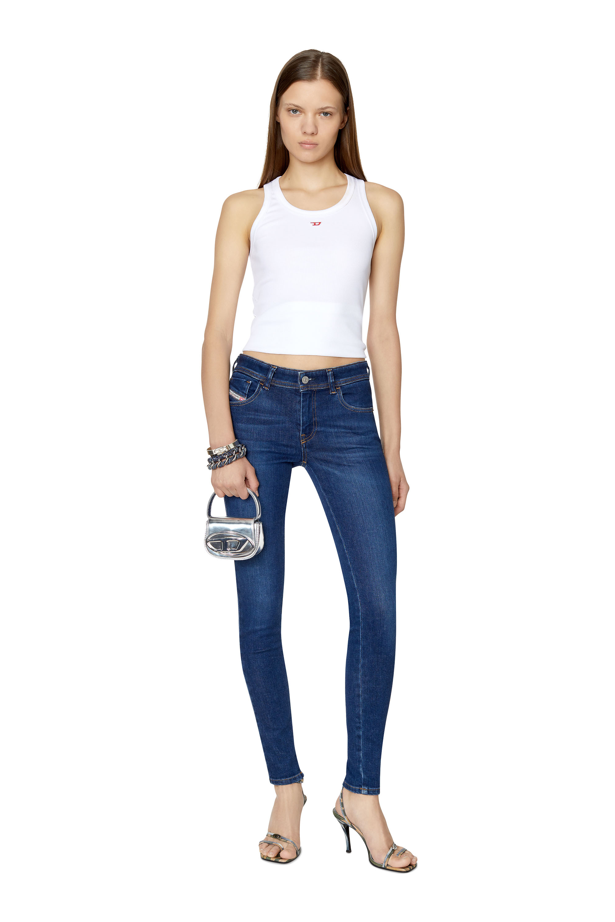 Diesel - 2018 Slandy low 09C19 Super skinny Jeans, Dark Blue - Image 5
