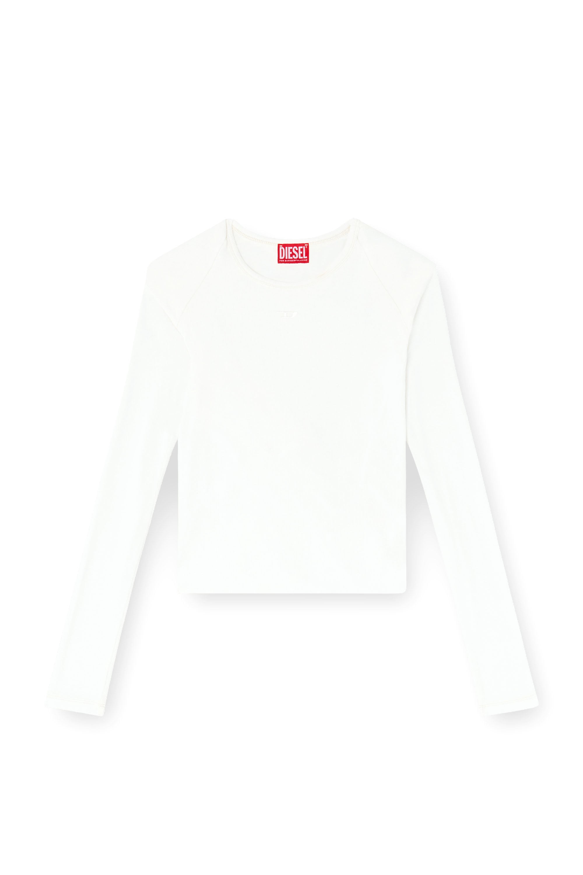 Diesel - T-ASAY-PL, Woman's Rucked-up long-sleeve T-shirt in double-layer jersey in White - 4