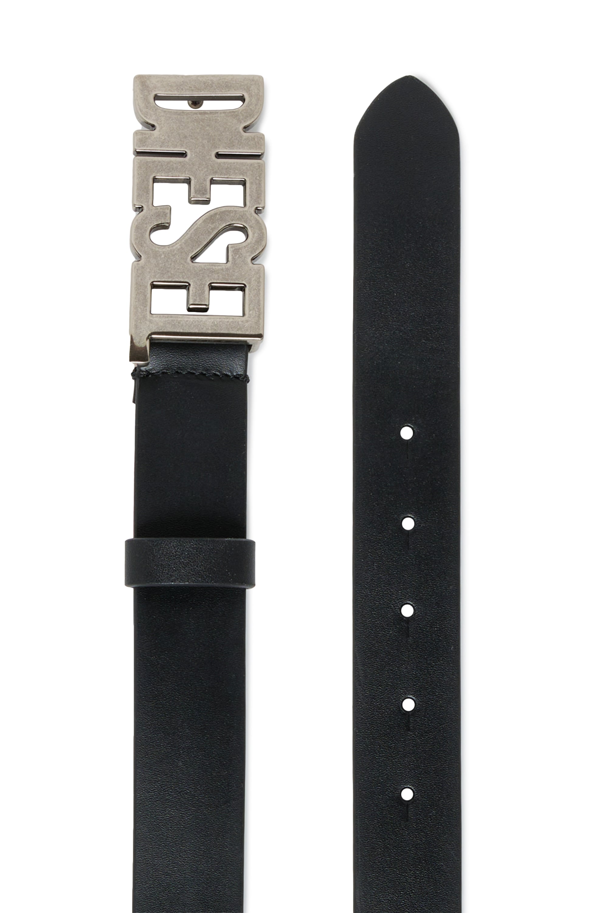 Diesel - BWR, Unisex's 3cm leather belt with Diesel buckle in Black - 2