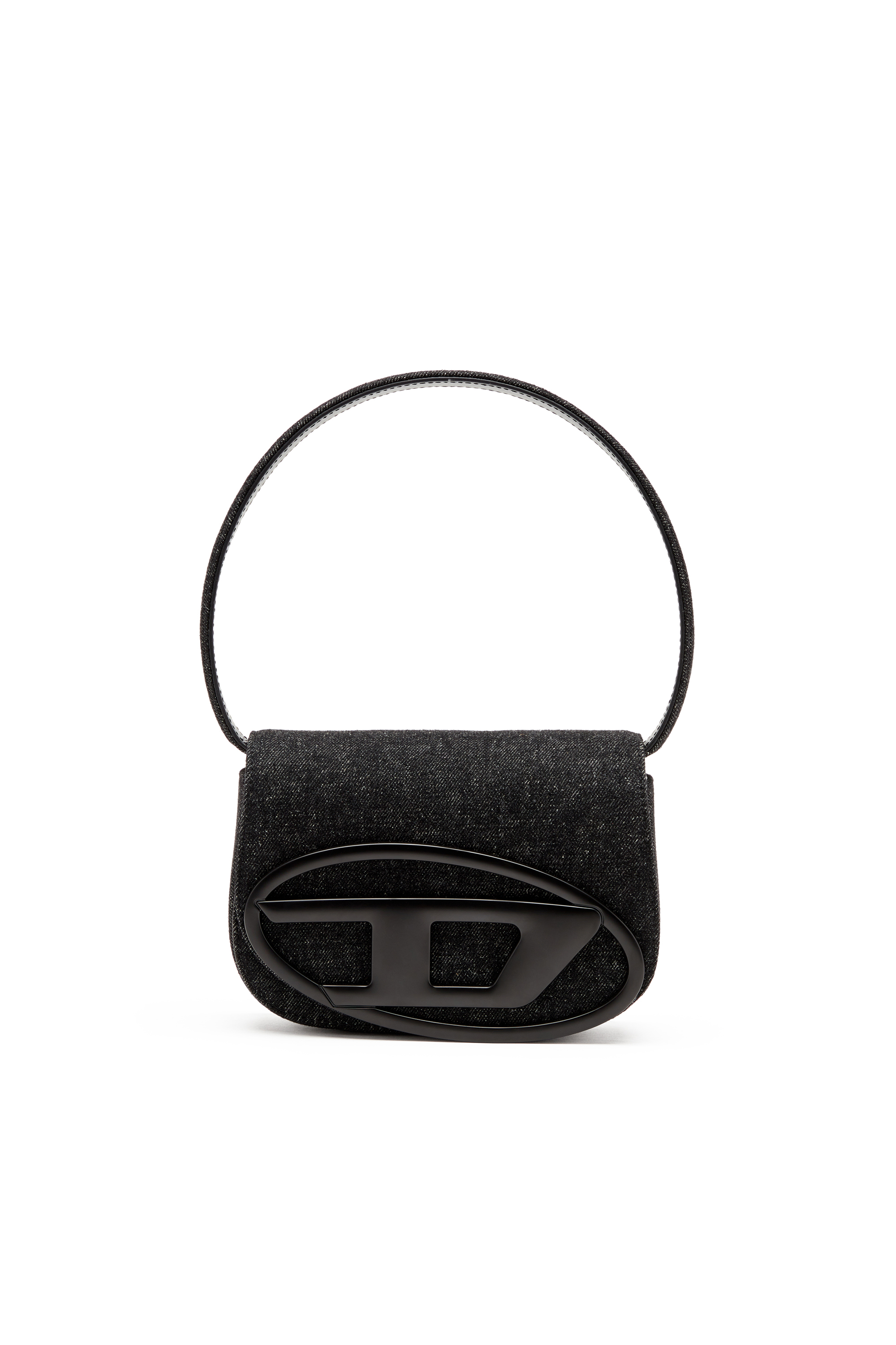 Diesel - 1DR, Woman's Iconic shoulder bag in washed denim in Black - 1