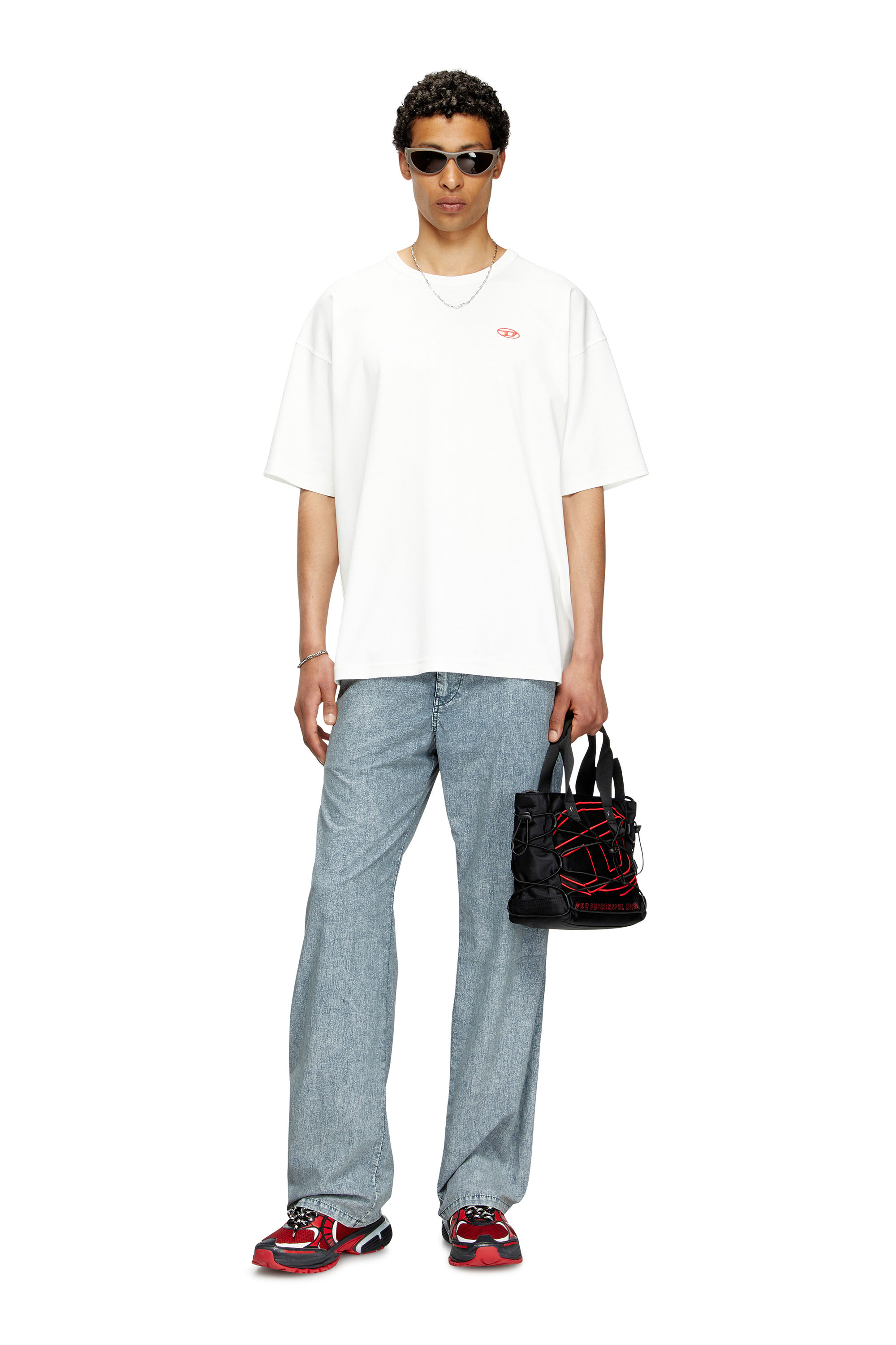 T-BOXT-T6, White Diesel - T-BOXT-T6, Man's T-shirt with red Oval D in White - 1