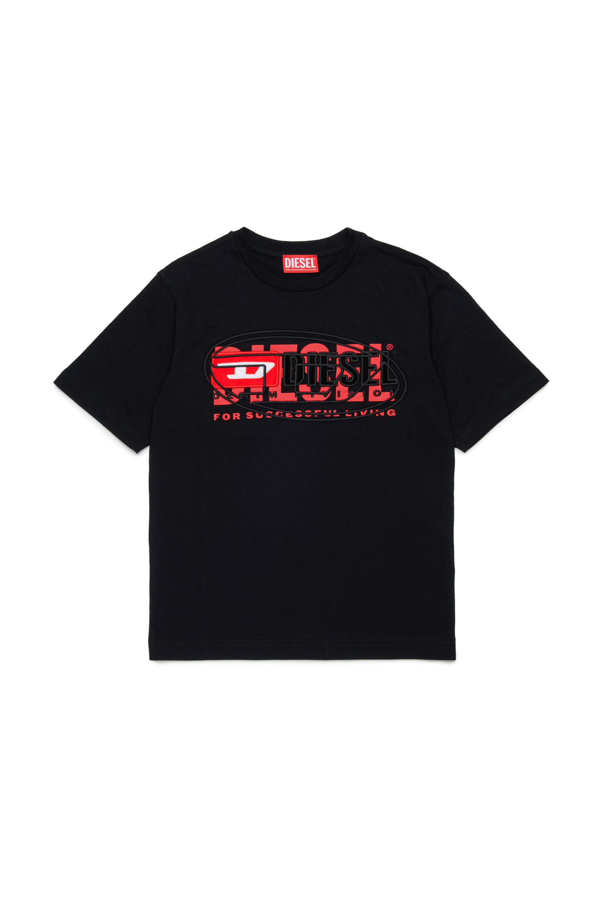 Diesel - TBOXT OVER, Man's T-shirt with superimposed logos in Black - 1