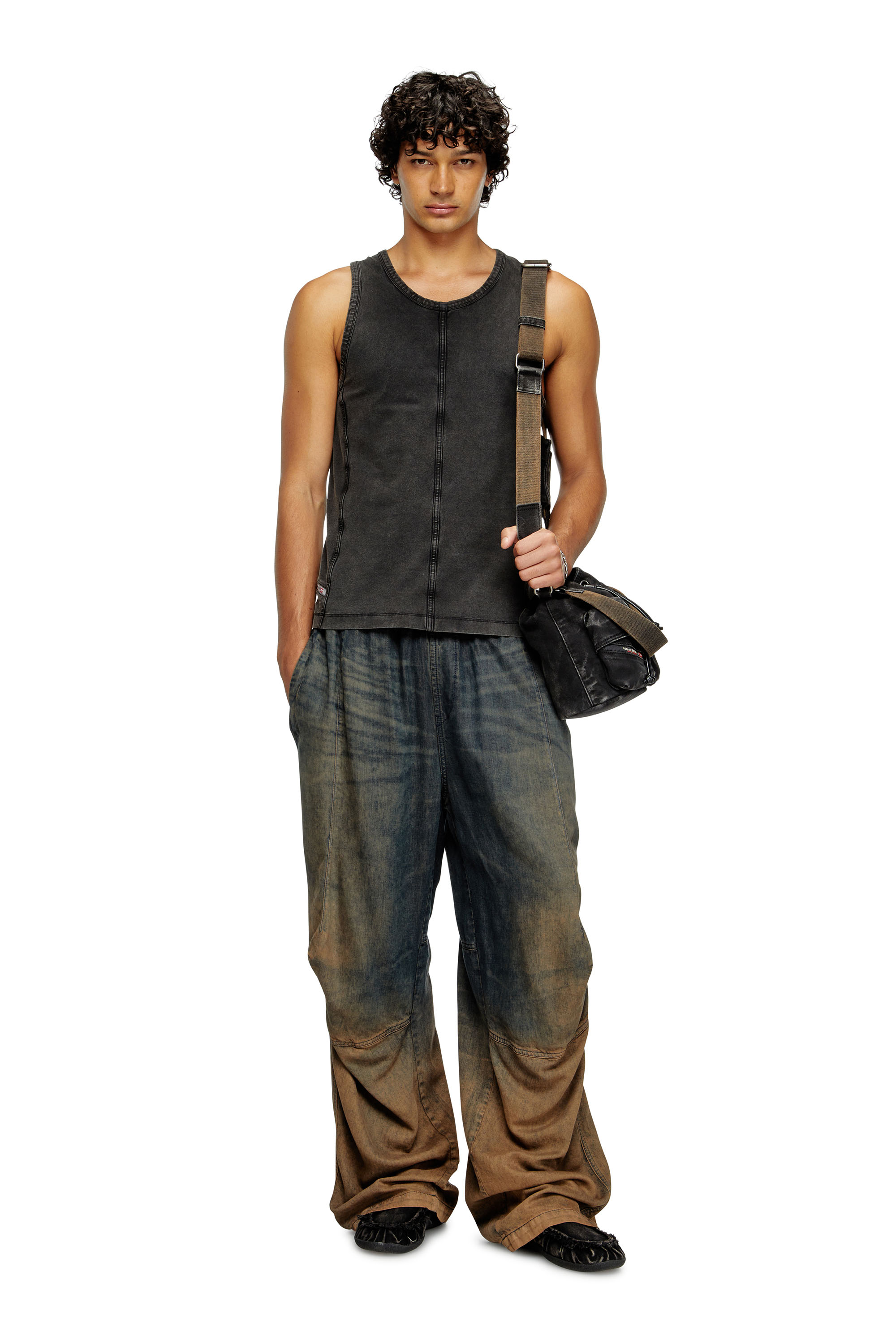 T-MELY-SL, Black Diesel - T-MELY-SL, Man's Tank top in denim-look jersey in Black - 1