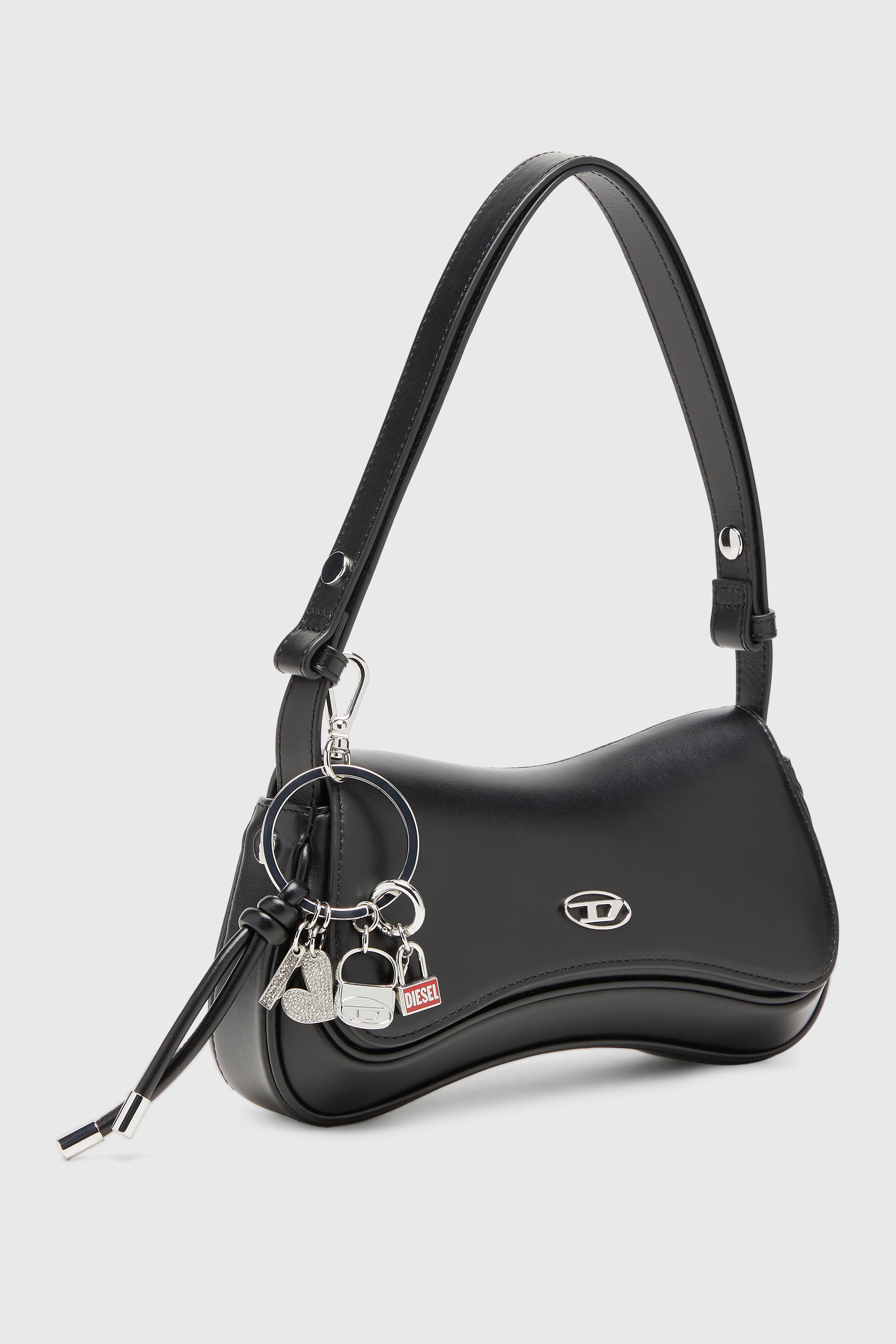Diesel - MULTI III, Woman's Keyring charm with heart and bag pendants in Silver/Black - 2