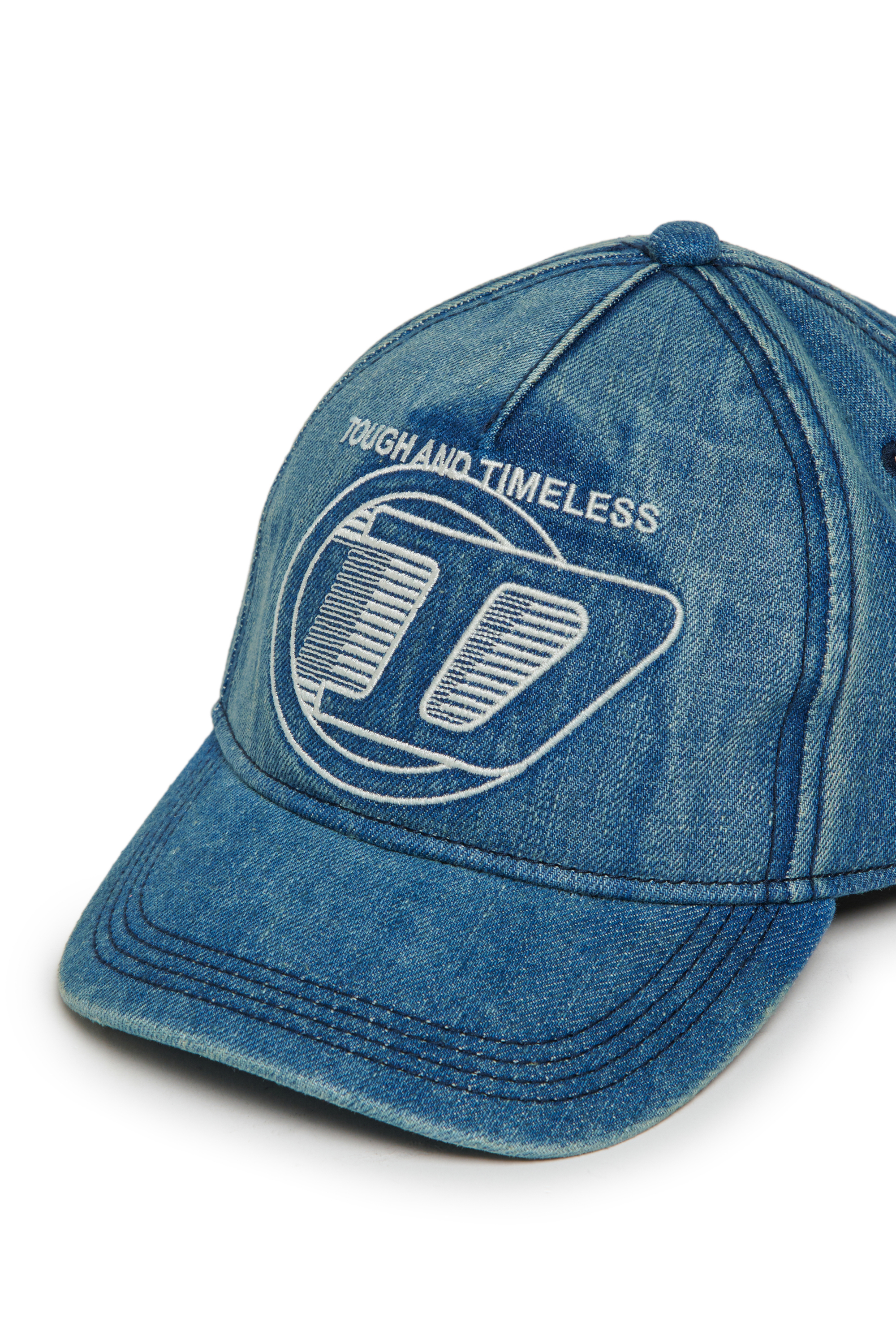 Diesel - FARBIT, Man's Baseball cap in denim with embroidered D in Blue - 3