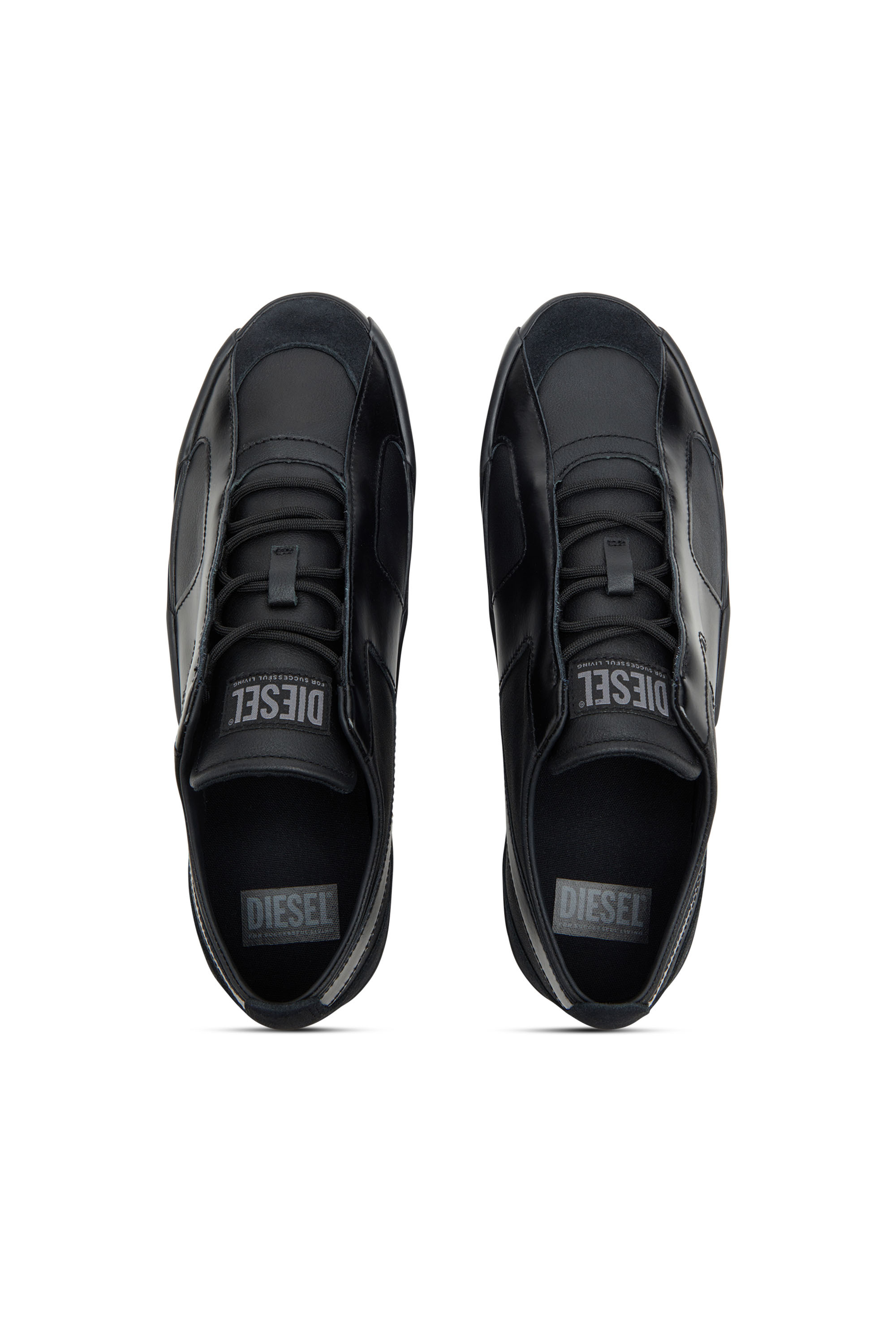 S-SLANTE-D LOW, Black Diesel - S-SLANTE-D LOW, Man's S-Slante-D-Sneakers in suede and leather with D logo in Black - 4