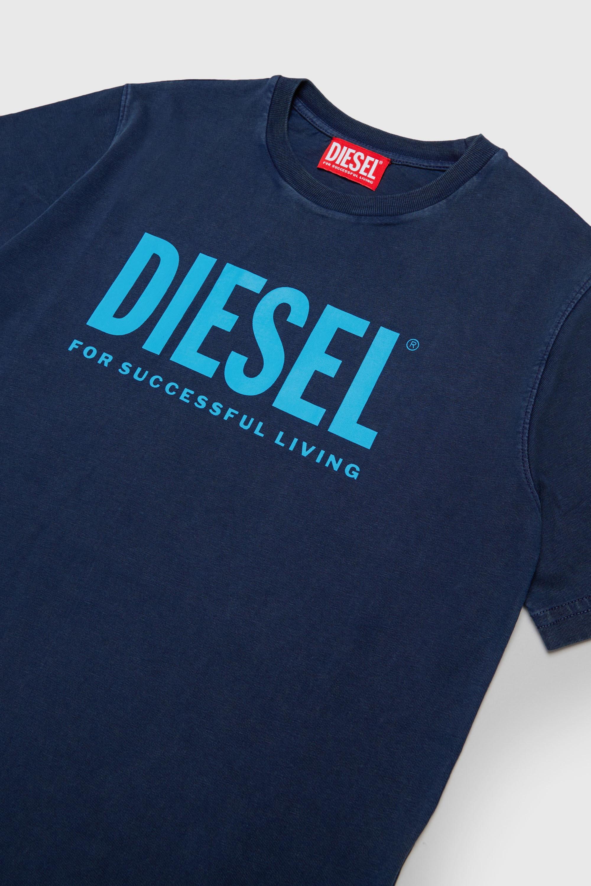 Diesel - TISEL OVER, Man's Cotton T-shirt with maxi logo print in Dark Blue - 3