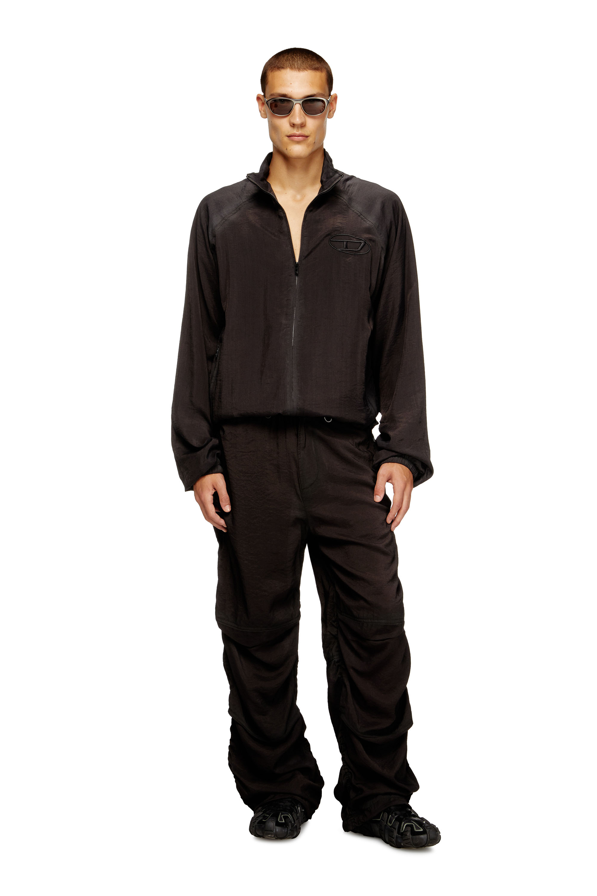 Diesel - P-DAILY, Man's Utility pants in light, crinkled fabric in Black - 2