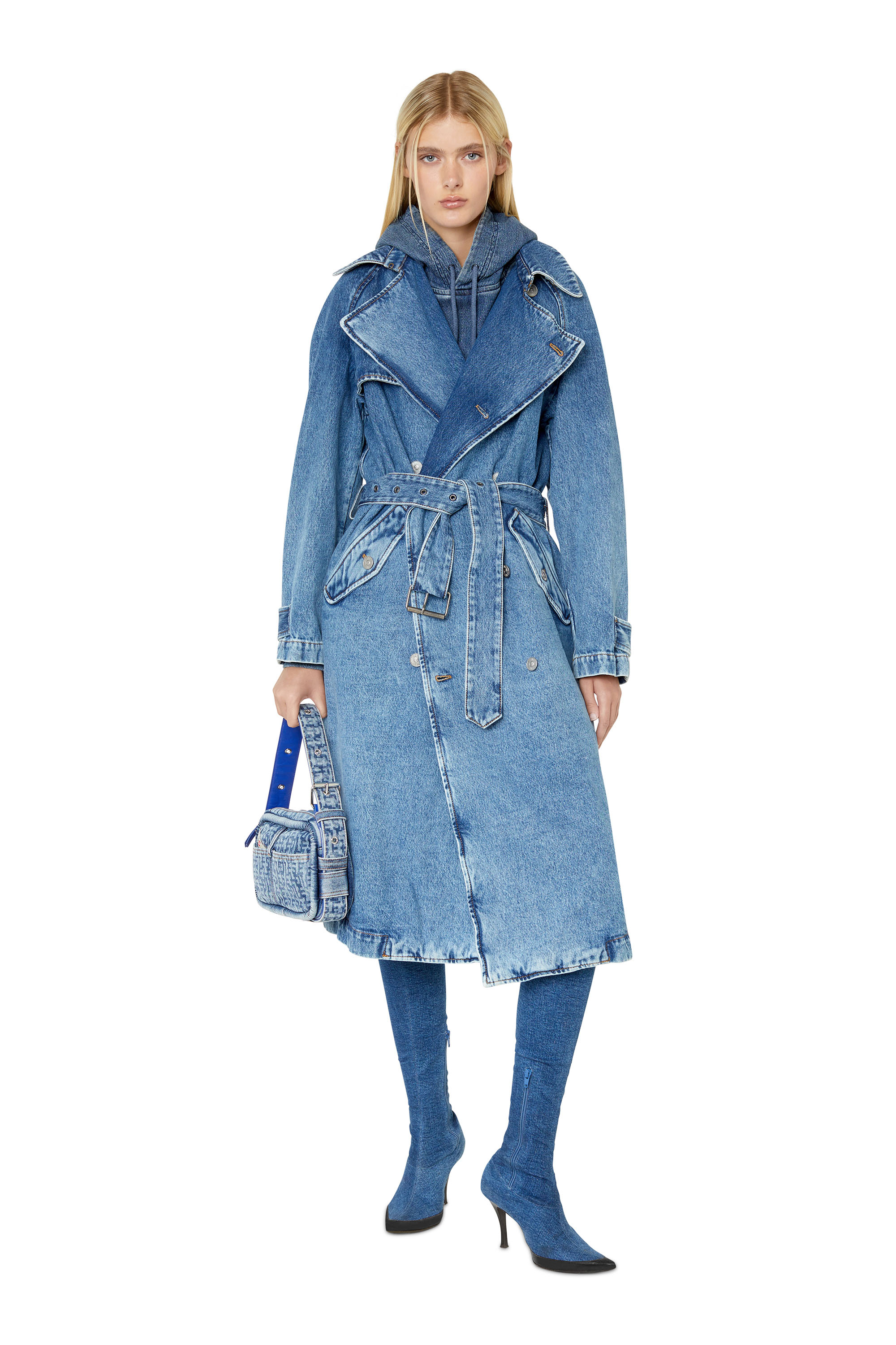 Diesel - D-DELIRIOUS DOUBLE BREASTED TRENCH COAT, Medium blue - Image 7
