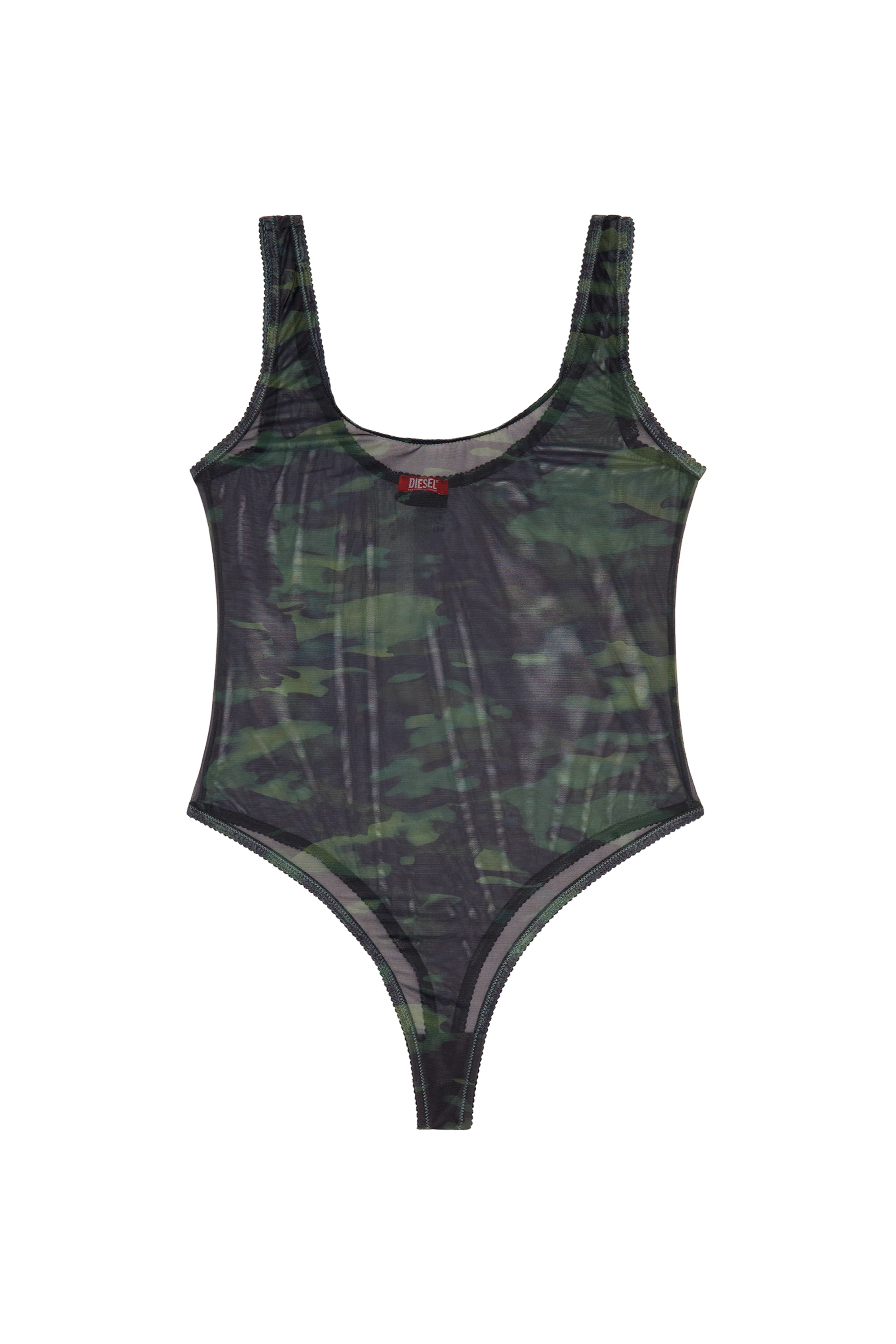 Diesel - UFBY-YOMA, Woman Thong bodysuit in camo stretch mesh in Black - Image 4
