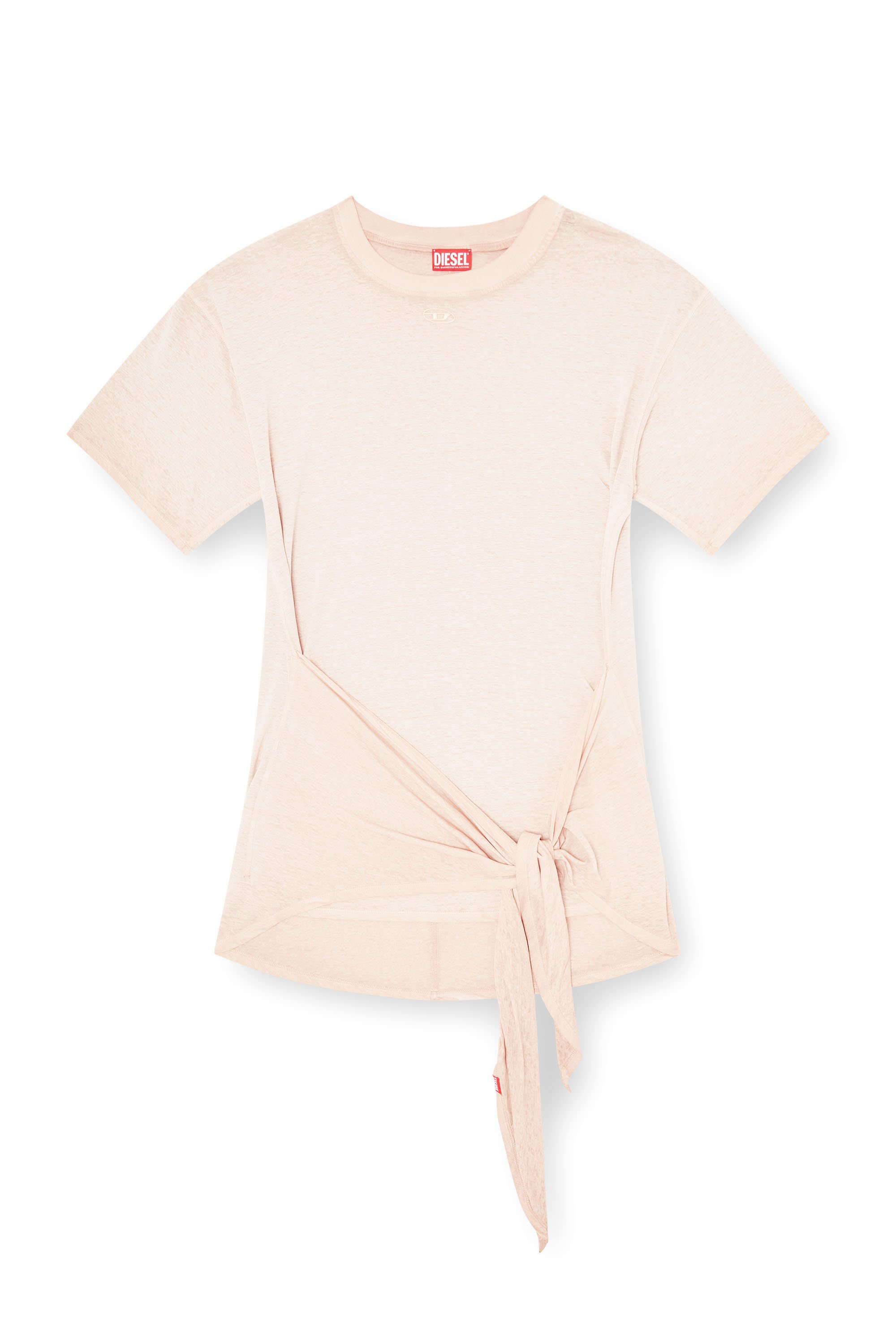 Diesel - D-EIVOR-S1, Woman's Hemp-cotton dress with wrap detail in Pink - 3
