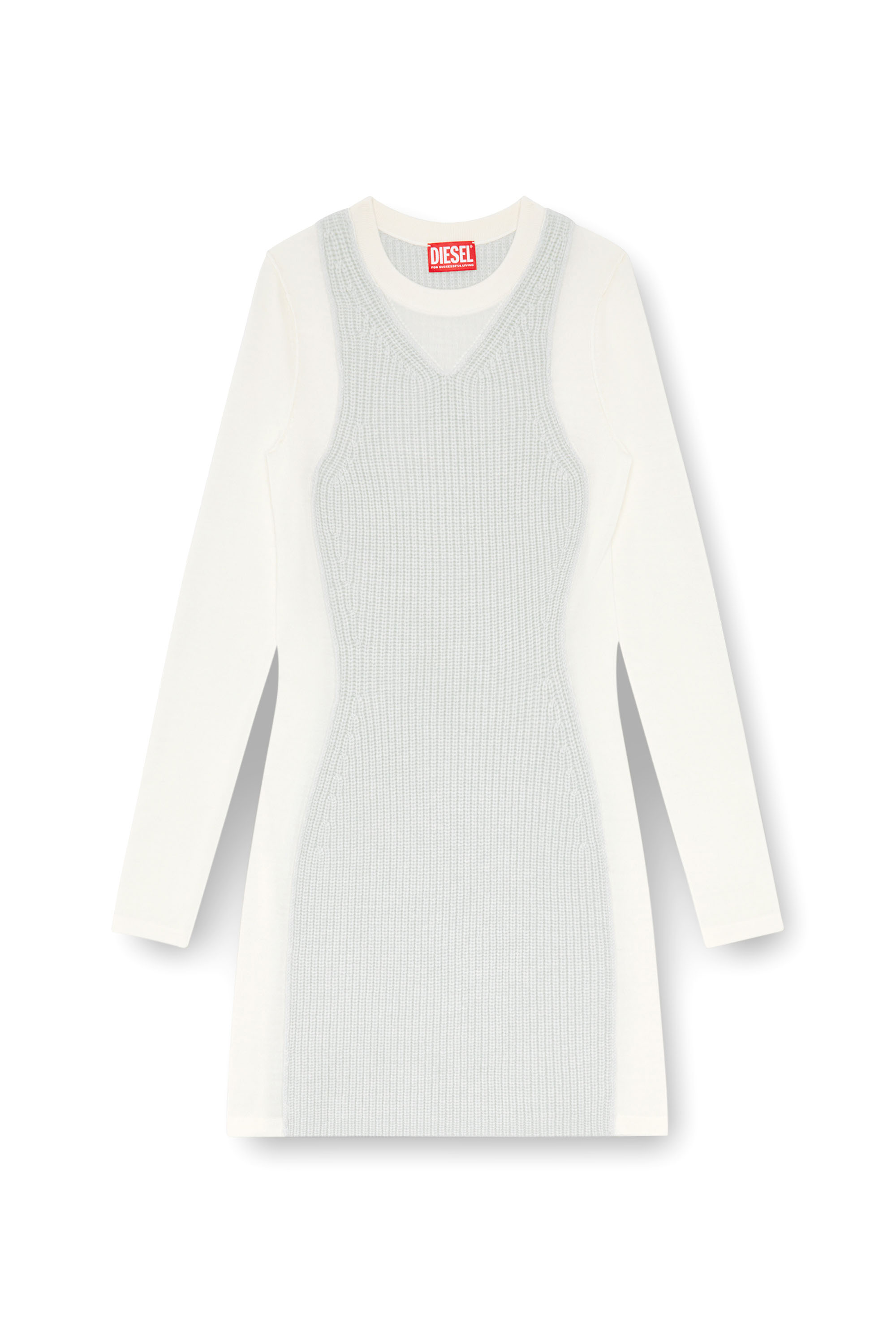 Diesel - M-ARENA, Woman's Short knit dress with layered effect in White - 1