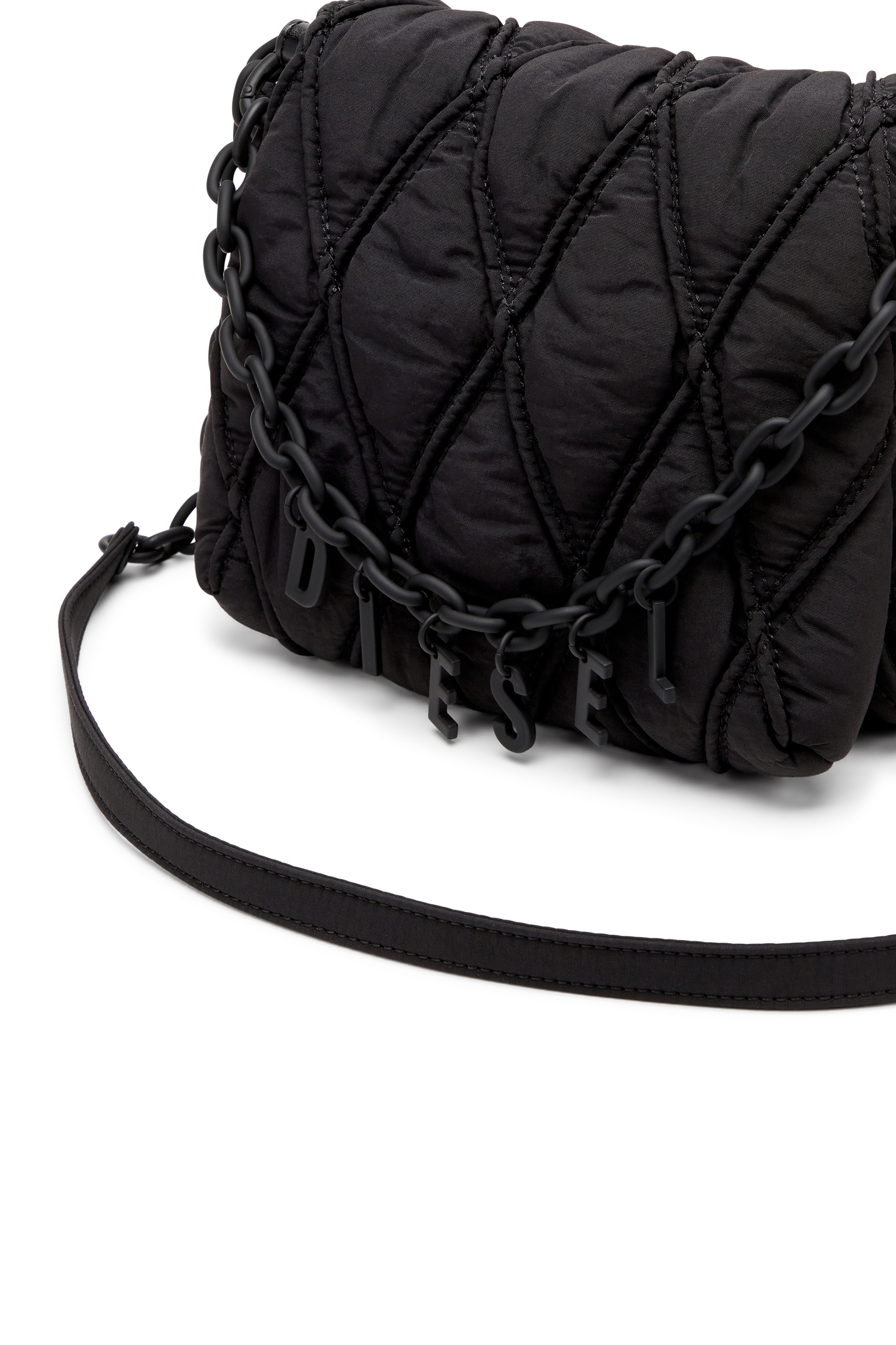 CHARM-D SHOULDER S, Black Diesel - CHARM-D SHOULDER S, Woman's Charm-D S-Small shoulder bag in quilted nylon in Black - 5