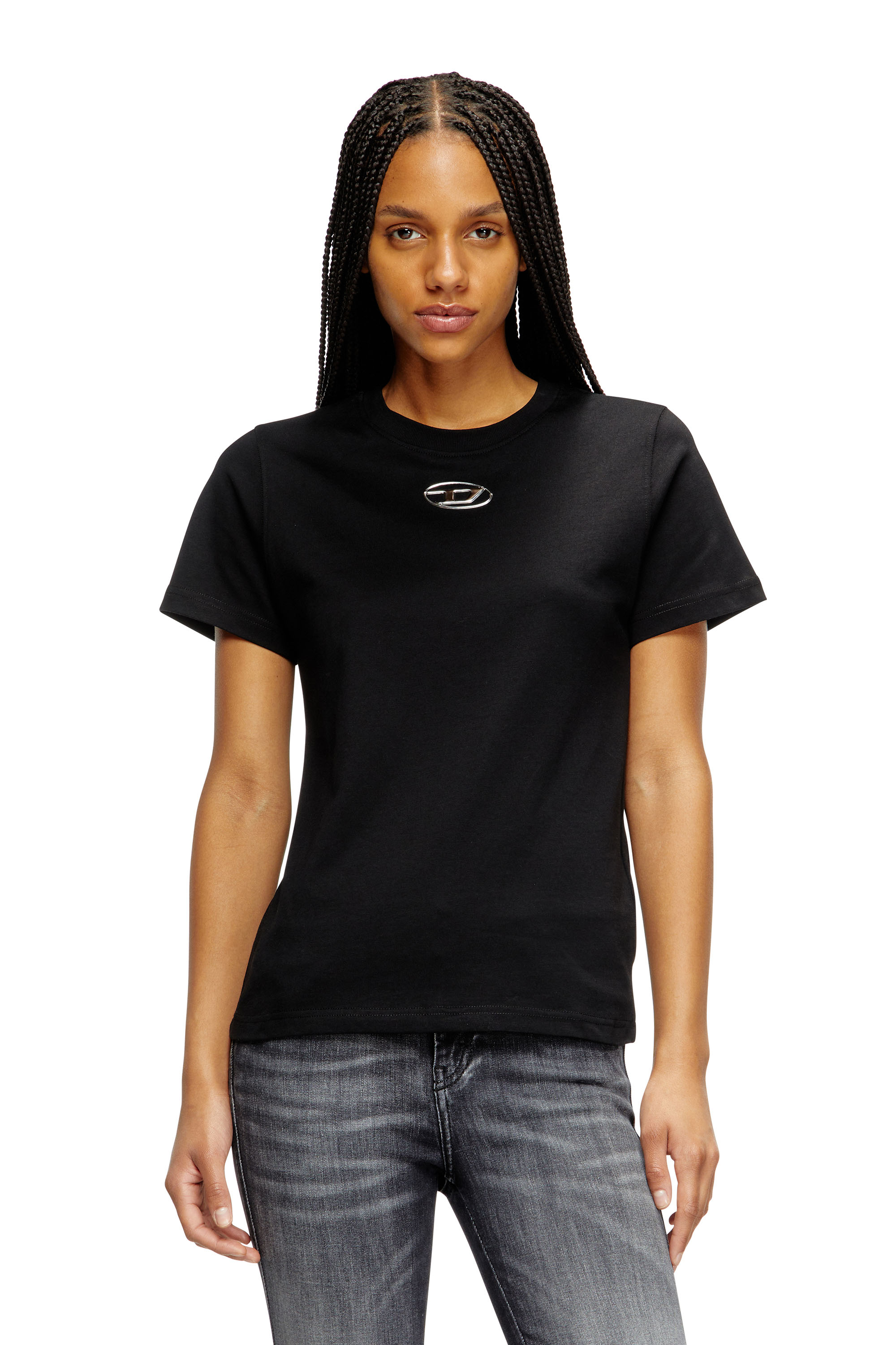 Diesel - T-REGS-OD-Q1, Woman's Regular fit T-shirt with Oval D in Black - 1