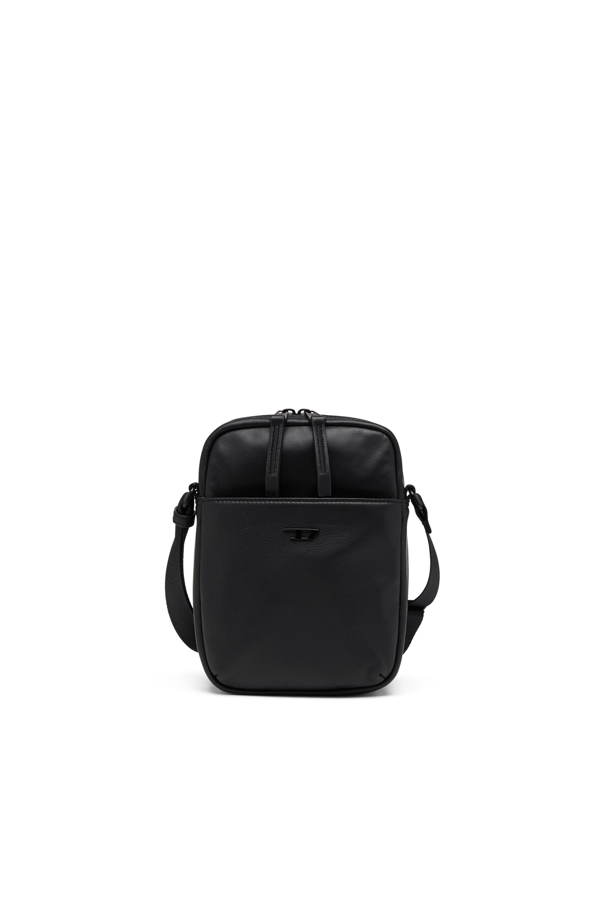 Diesel - RAVE CROSSBODY X, Unisex's Leather crossbody bag with tonal metal D in Black - 1