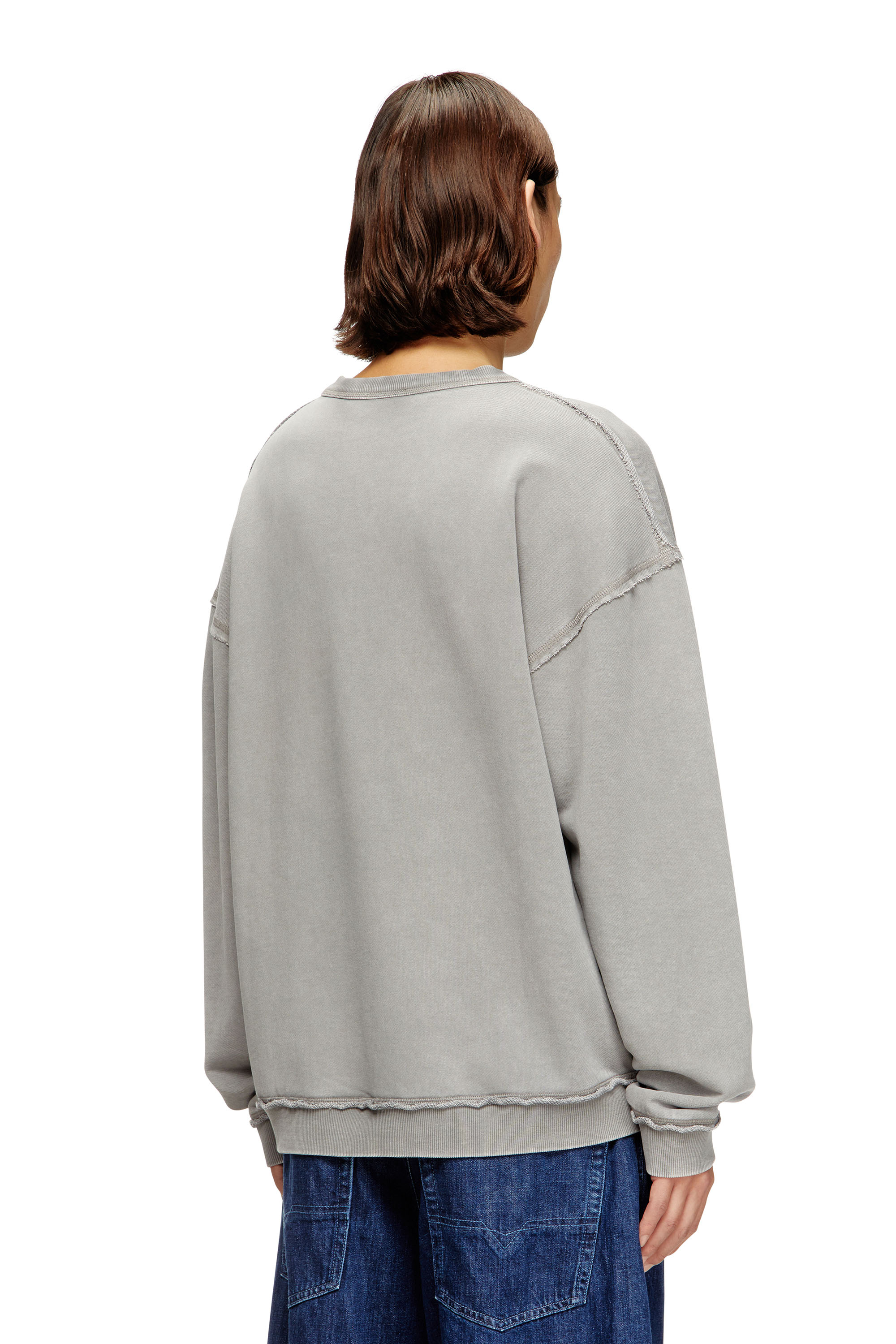 Diesel - S-BOXT-RAW-V1, Man's Cotton sweatshirt with appliqué logo in Grey - 4