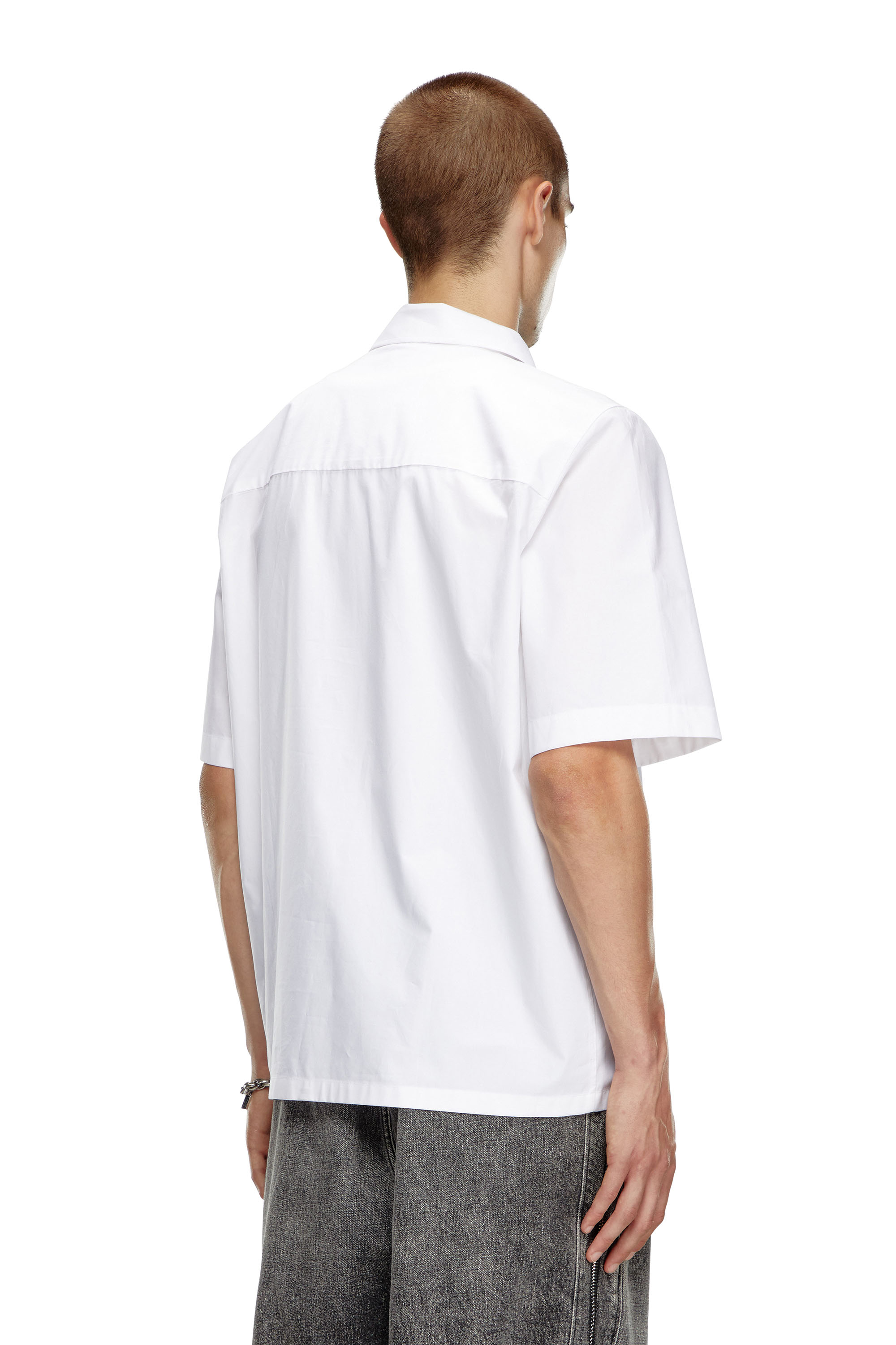 S-MAC-C, White Diesel - S-MAC-C, Man's Bowling shirt with logo embroidery in White - 4