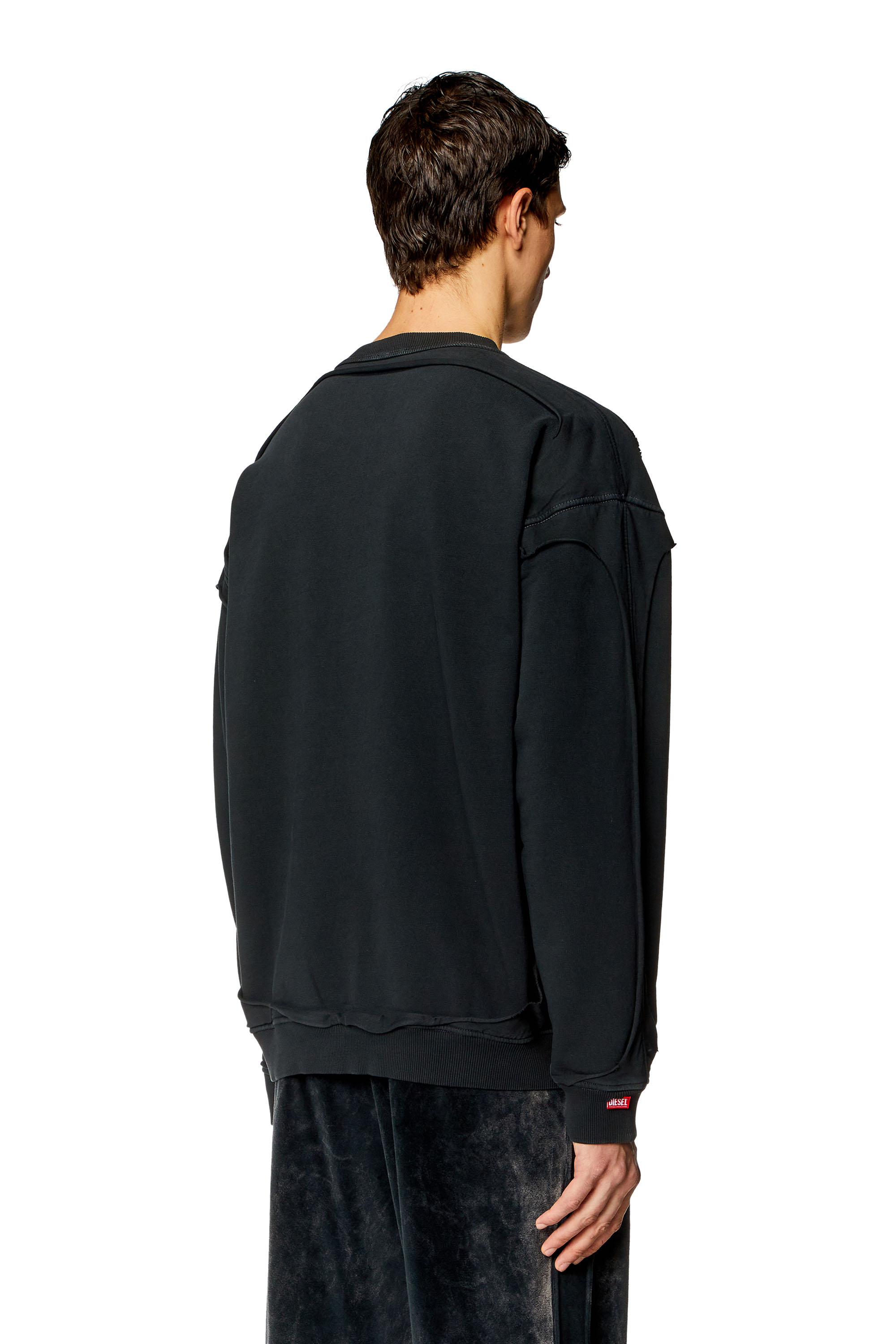Diesel - S-BOXT-DBL, Man Sweatshirt with peel-off effect in Black - Image 4