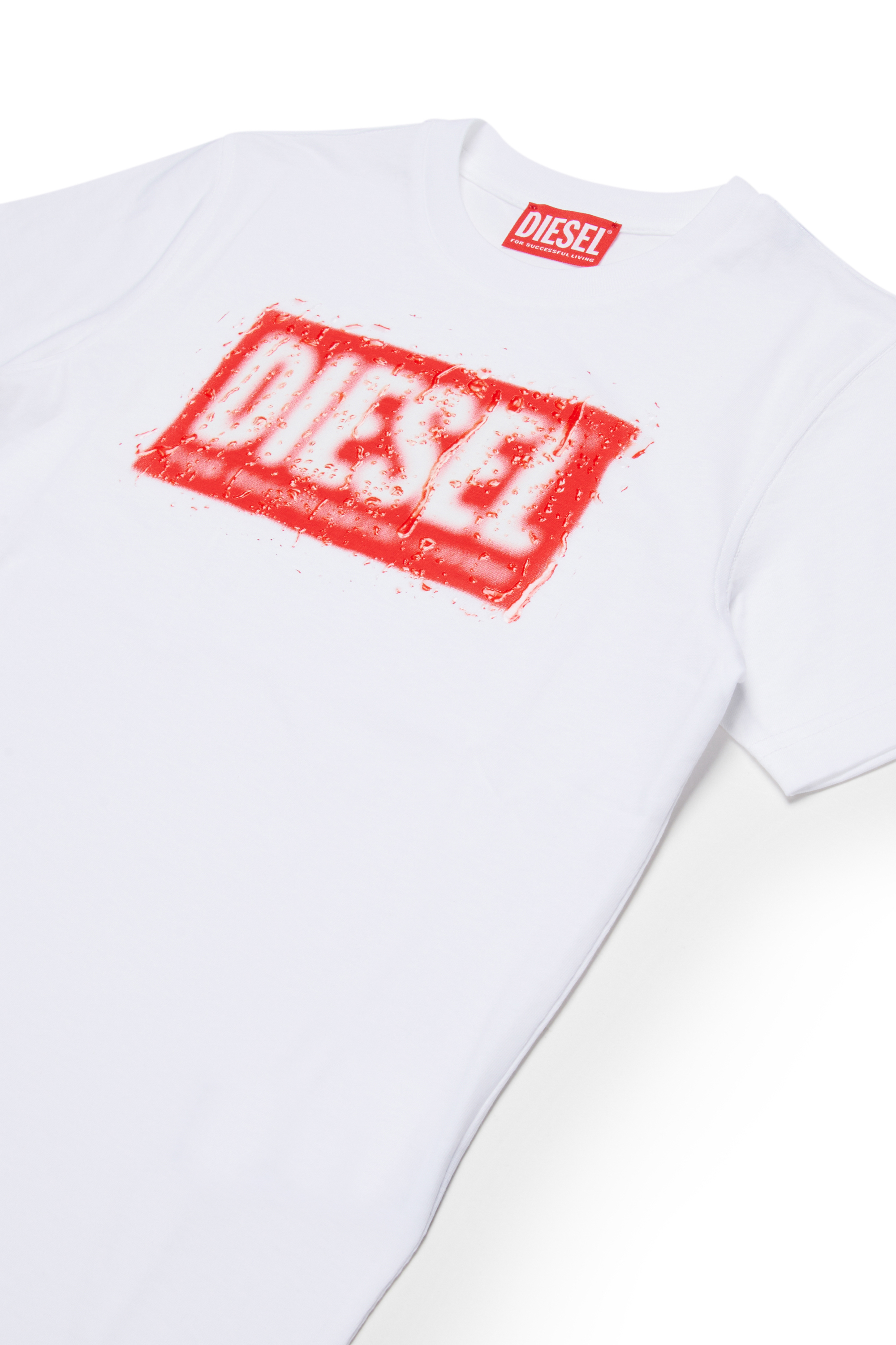 Diesel - TADJUSTQ10, Man's Cotton T-shirt with logo print in White - 3