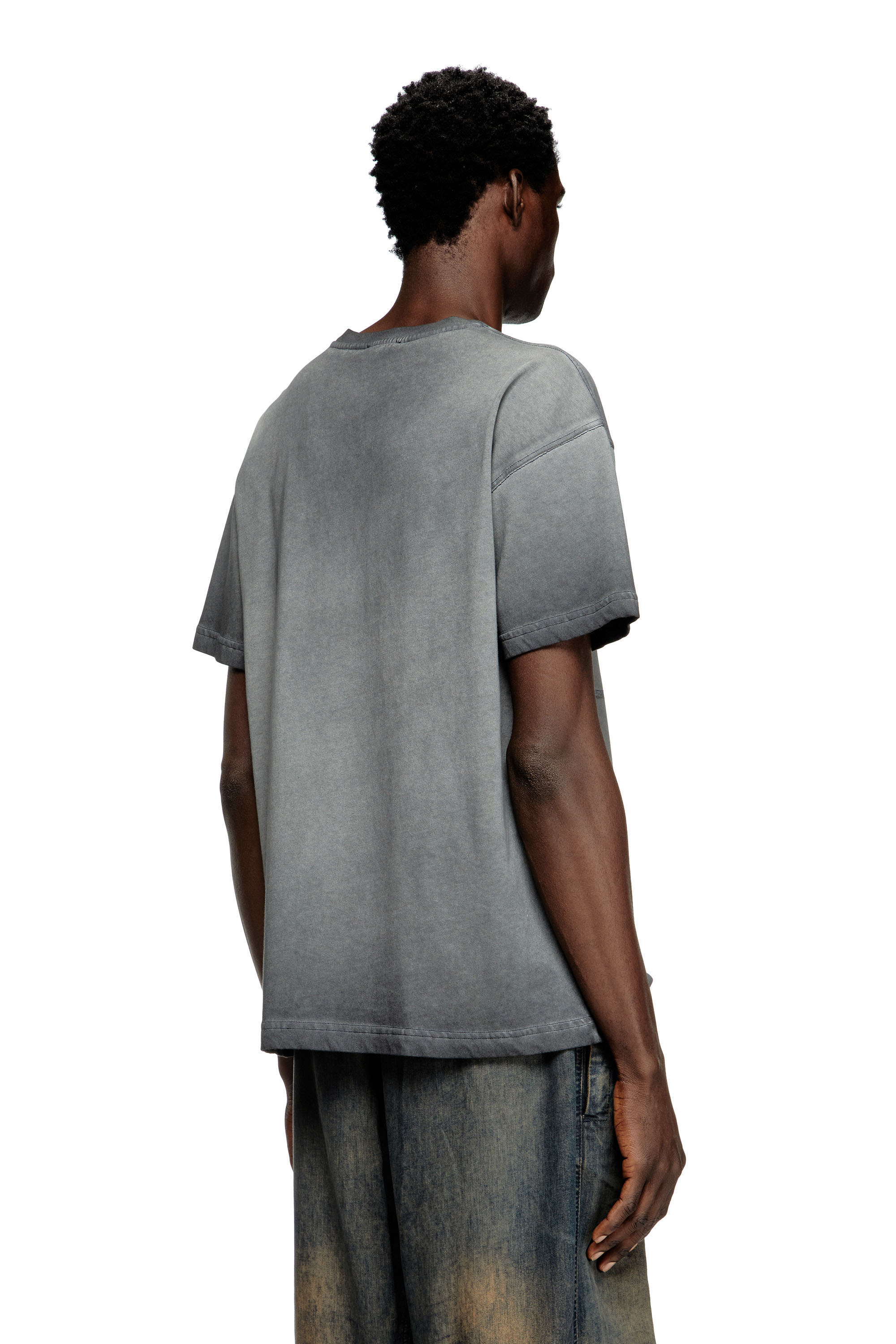 T-NORM-T9, Grey Diesel - T-NORM-T9, Man's T-shirt with phoenix devoré in Grey - 4