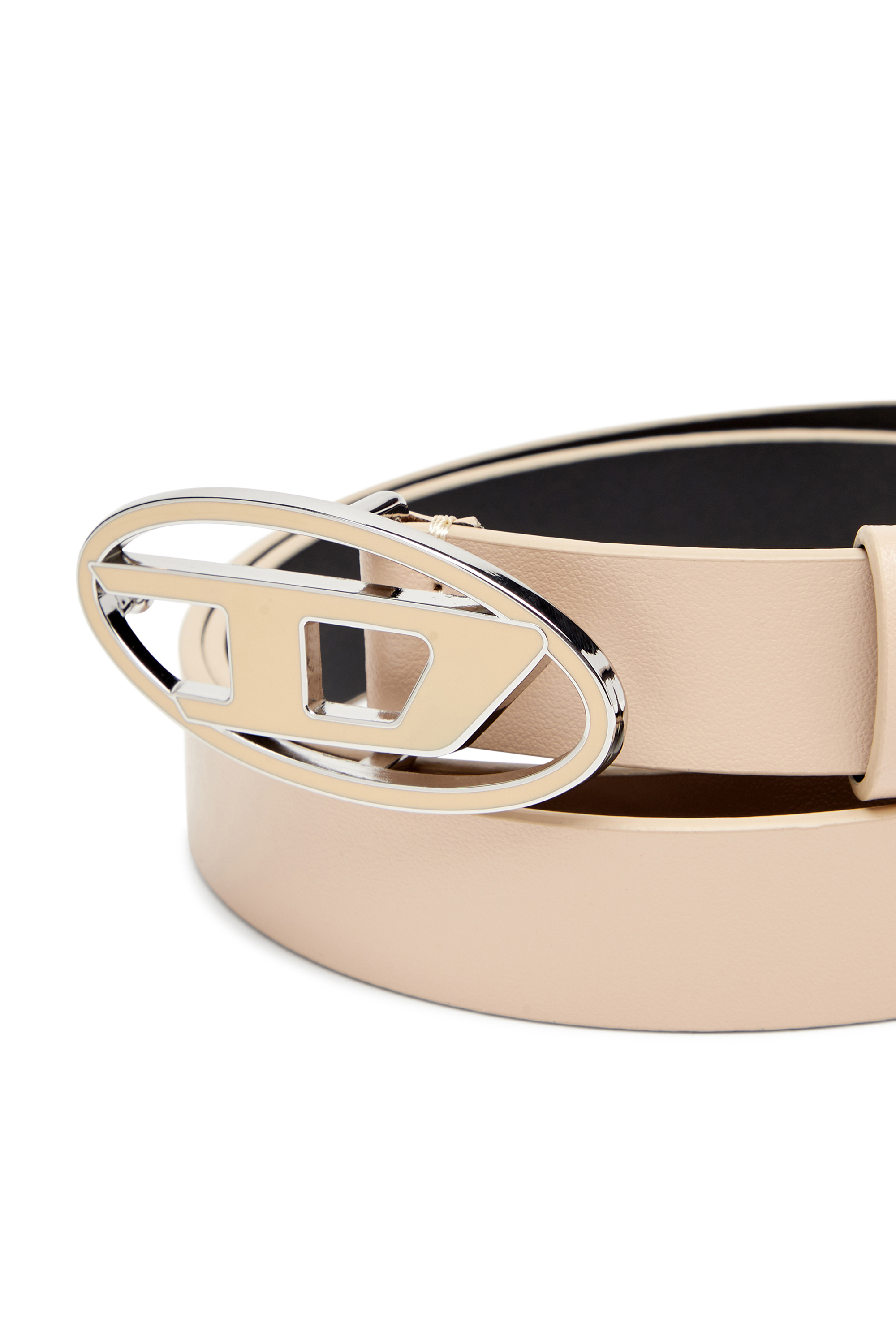 Diesel - B-1DR 25, Woman's 2.4cm leather belt with enamelled buckle in Beige - 3