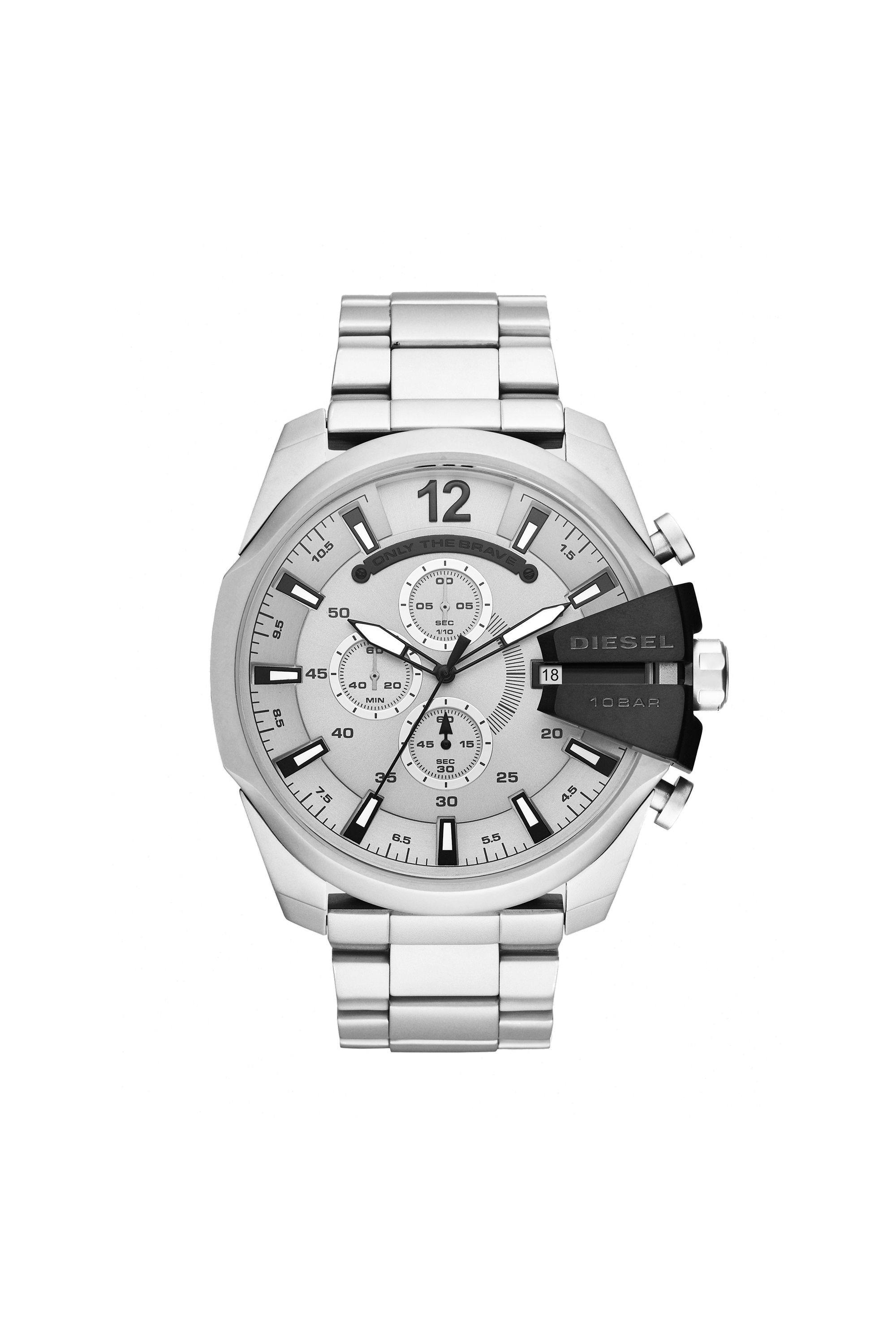 Diesel - DZ4501, Man's Mega Chief chronograph stainless steel watch in Silver - 1
