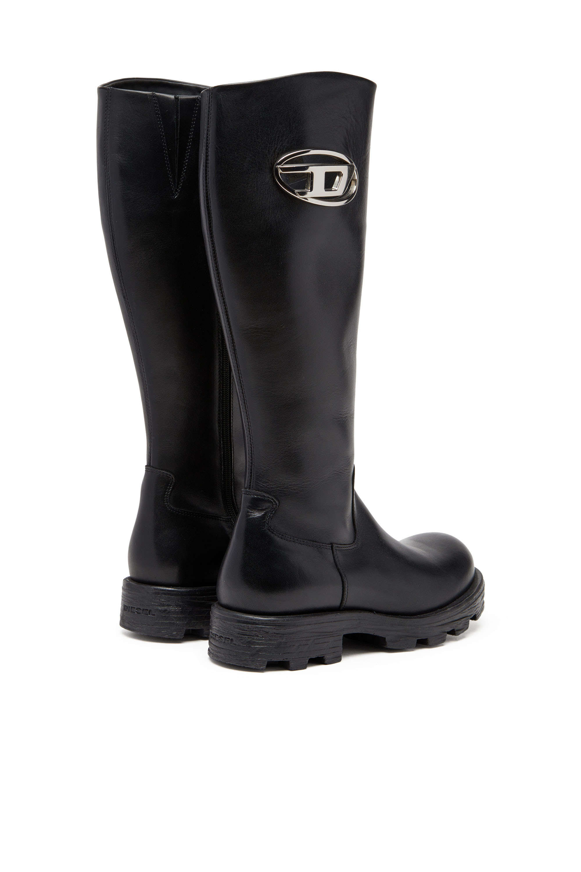 Diesel - D-HAMMER HB D W, Woman's D-Hammer-Leather knee-high boots in Black - 3