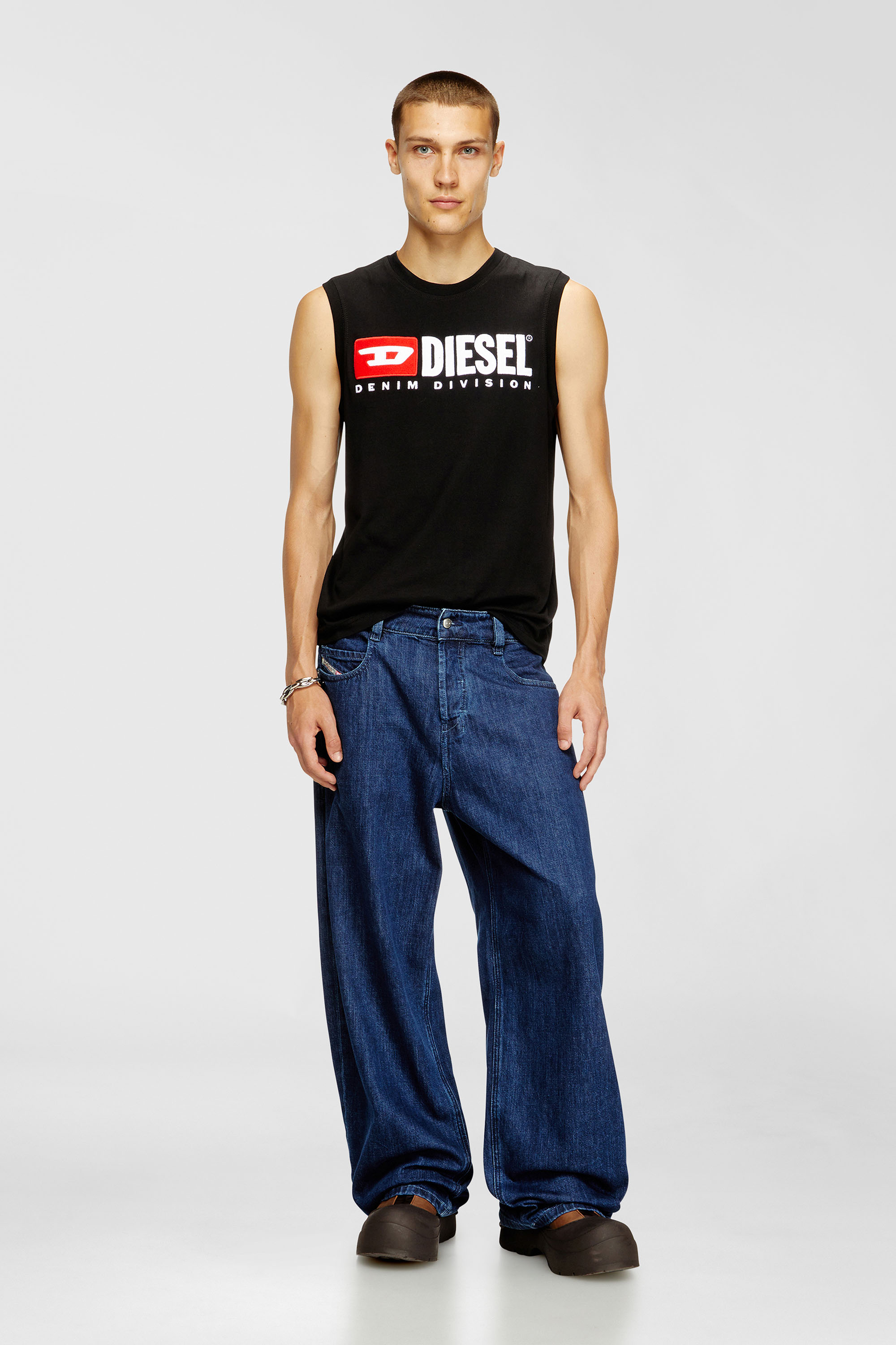 Diesel - T-ISCO-DIV, Man's Tank top with chest logo print in Black - 1