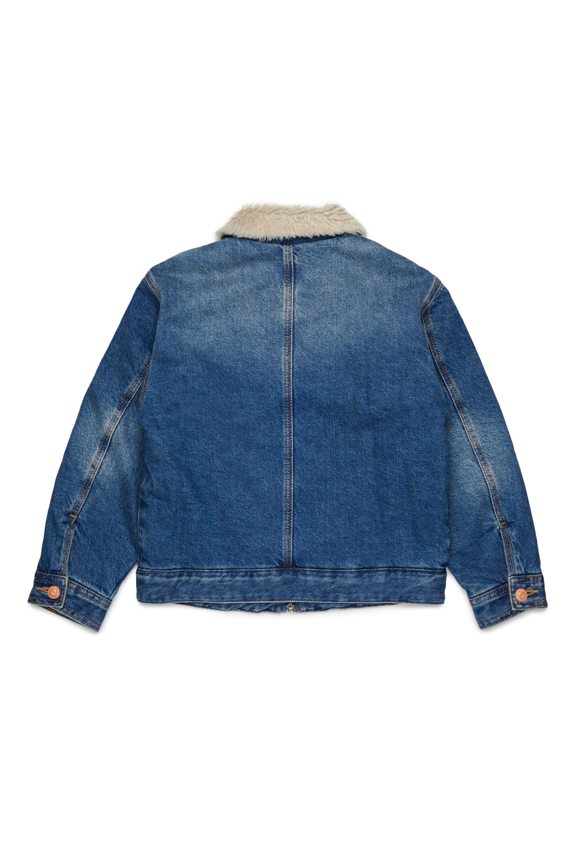 Diesel - JOMOX-FUR, Man's Denim jacket with teddy fleece collar in Medium blue - 2