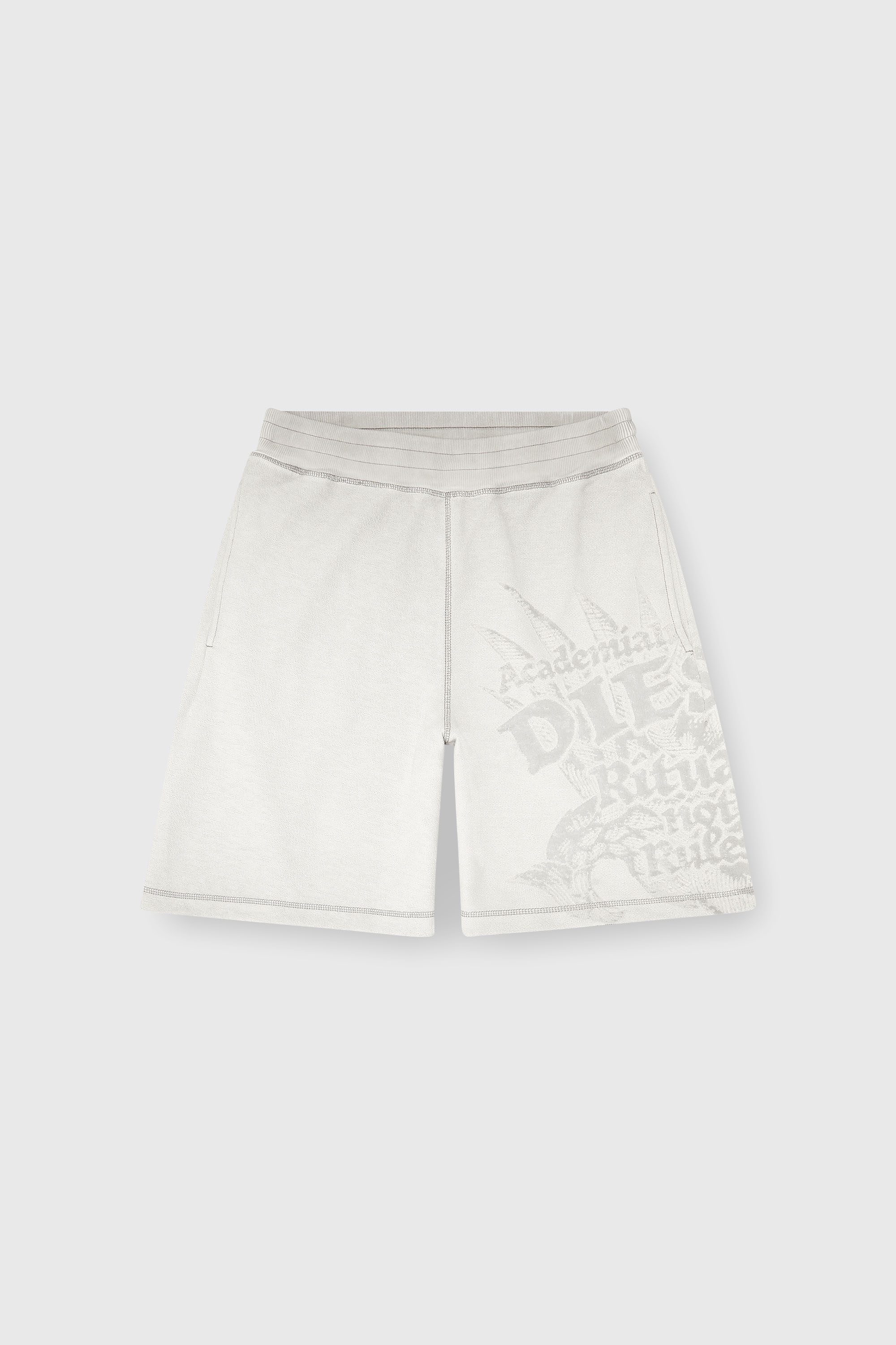 Diesel - P-RAWCROW, Man's Sweatshorts with d&eacute;vor&eacute; motifs in Light Grey - 2