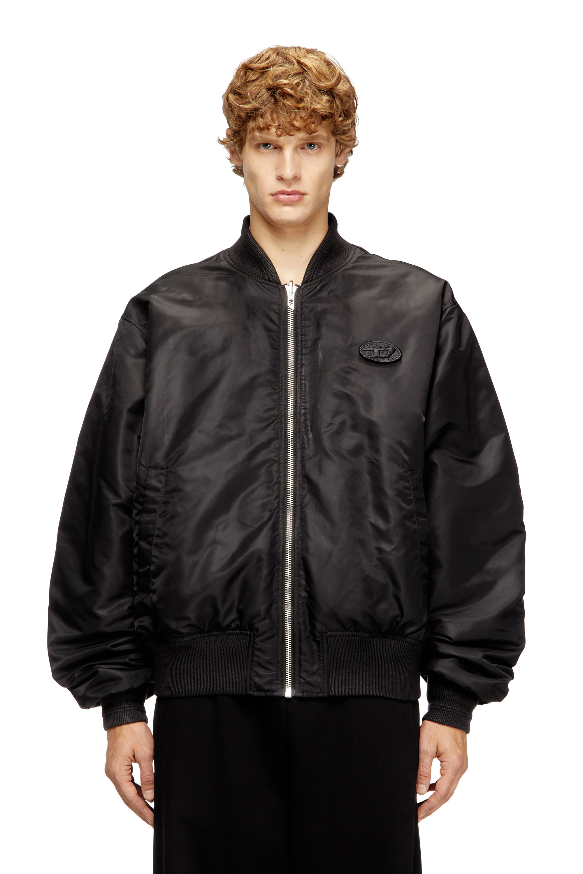 Diesel - W-TYPE-D1, Man's Padded bomber jacket with Oval D embroidery in Black - 3