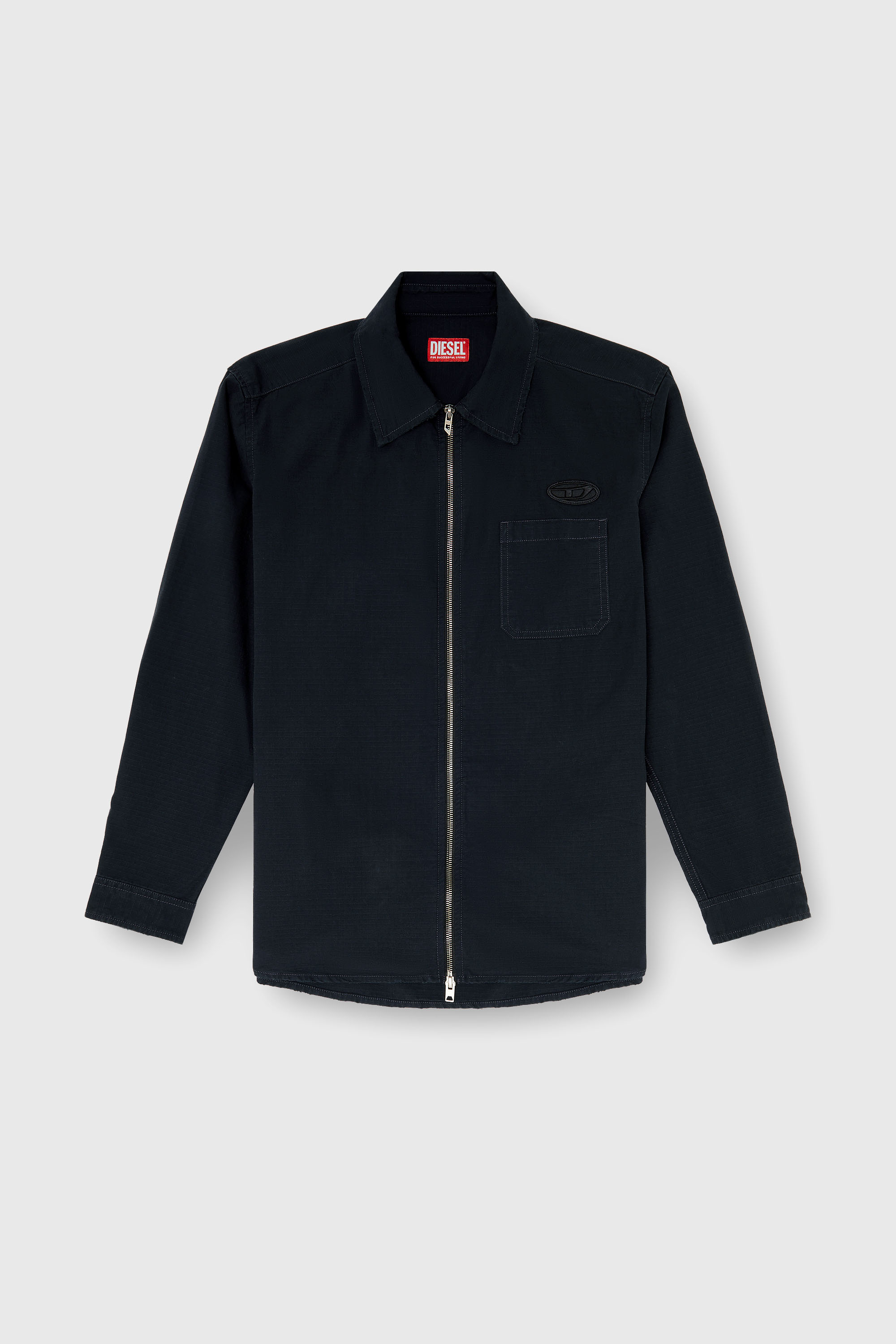 Diesel - S-ALIAS-ZIP, Man's Ripstop shirt with zip closure in Black - 2