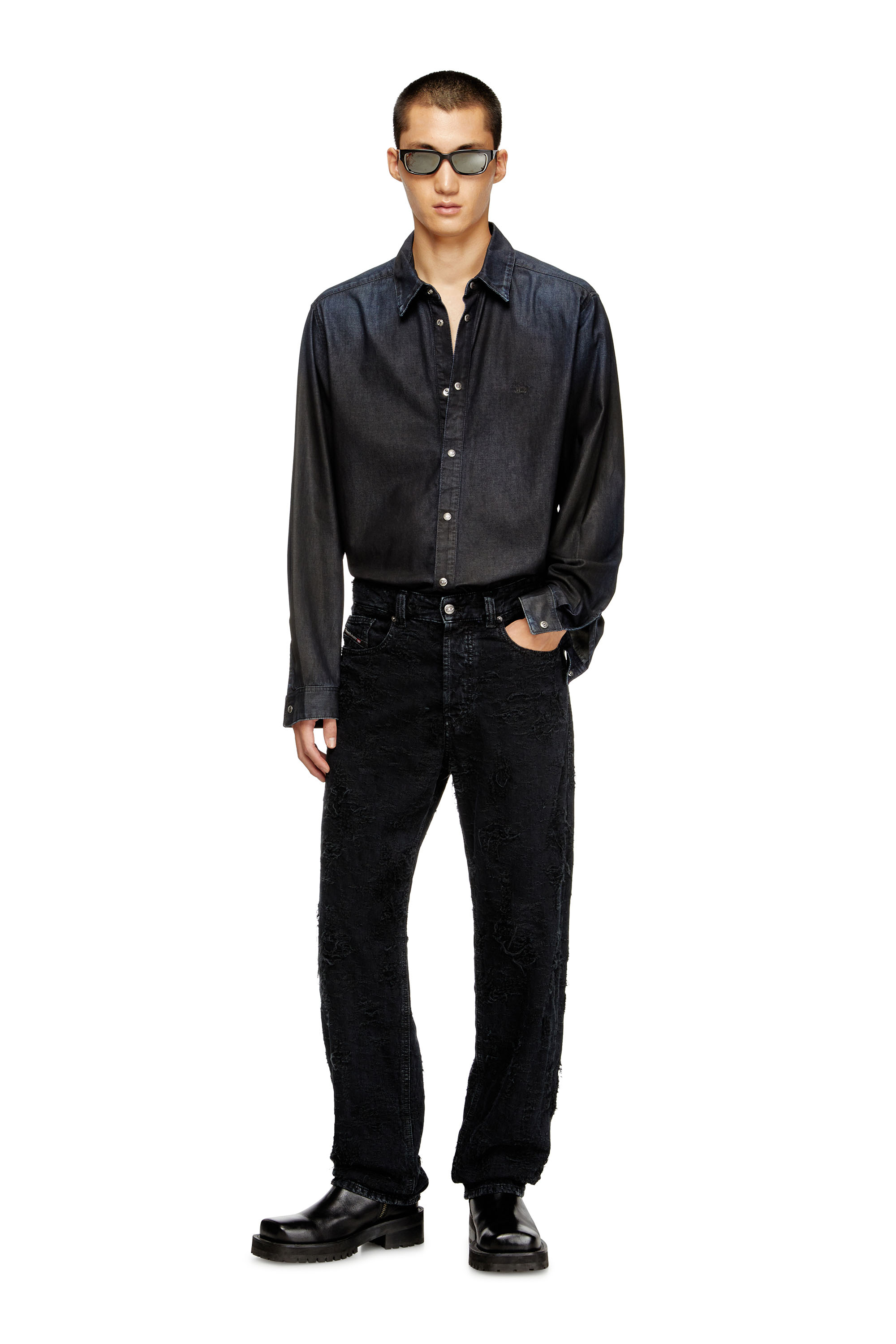 Diesel - Man's Regular Jeans 2024 D-Macs 007BW, Black/Dark grey - 2