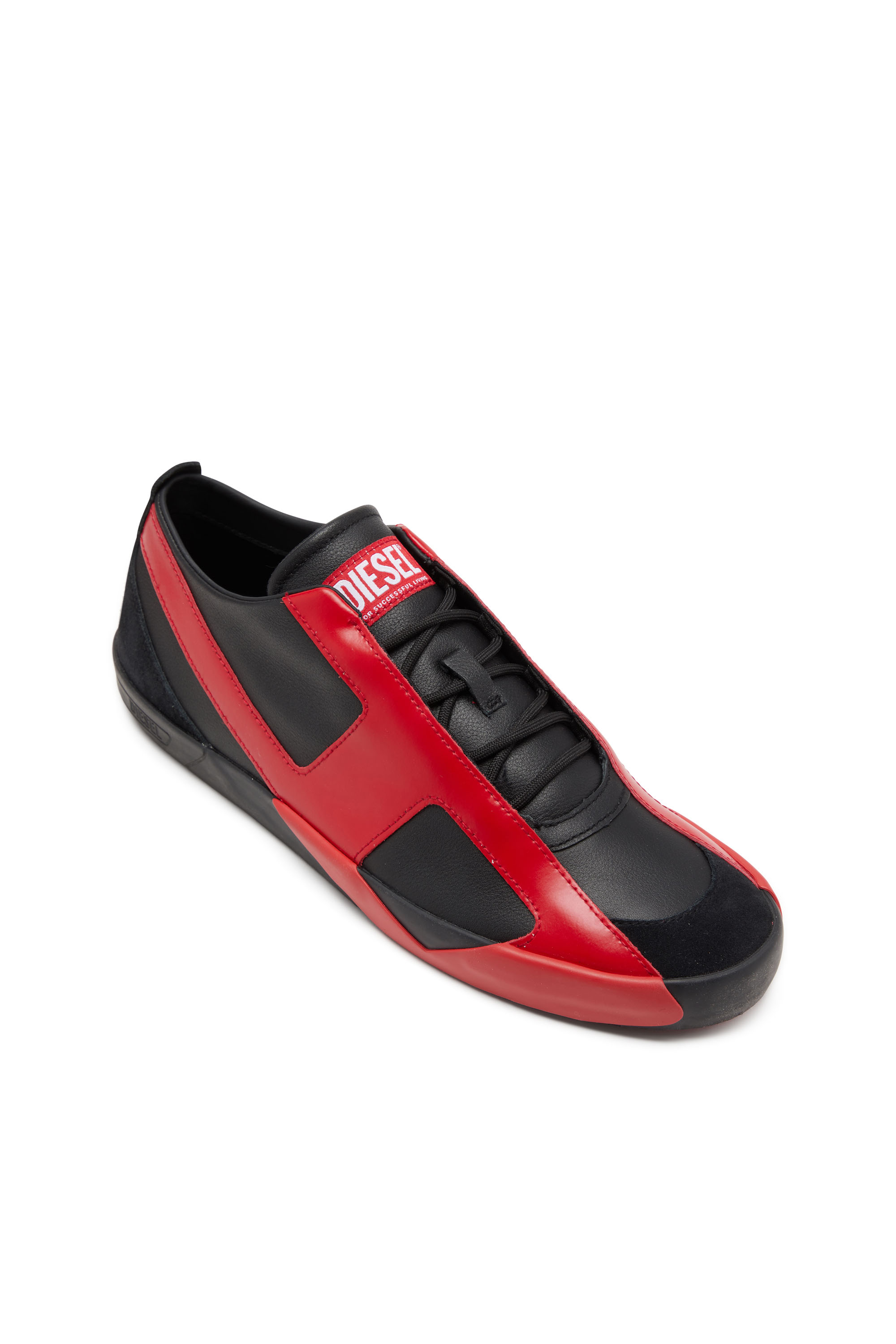 S-SLANTE-D LOW, Black/Red Diesel - S-SLANTE-D LOW, Man's S-Slante-D-Sneakers in suede and leather with D logo in Black/Red - 6