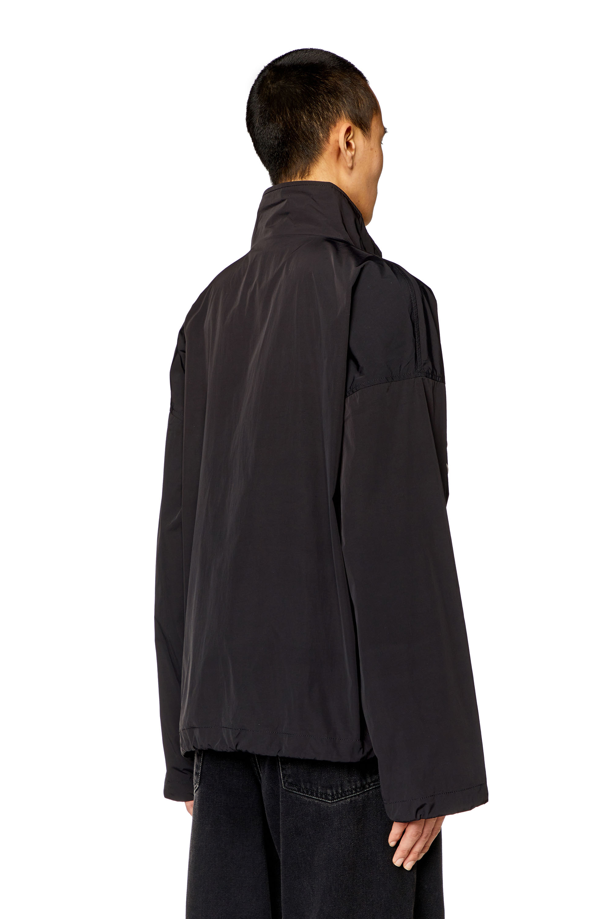 Diesel - J-VATEL, Man Taslan jacket with piped Oval D in Black - Image 4
